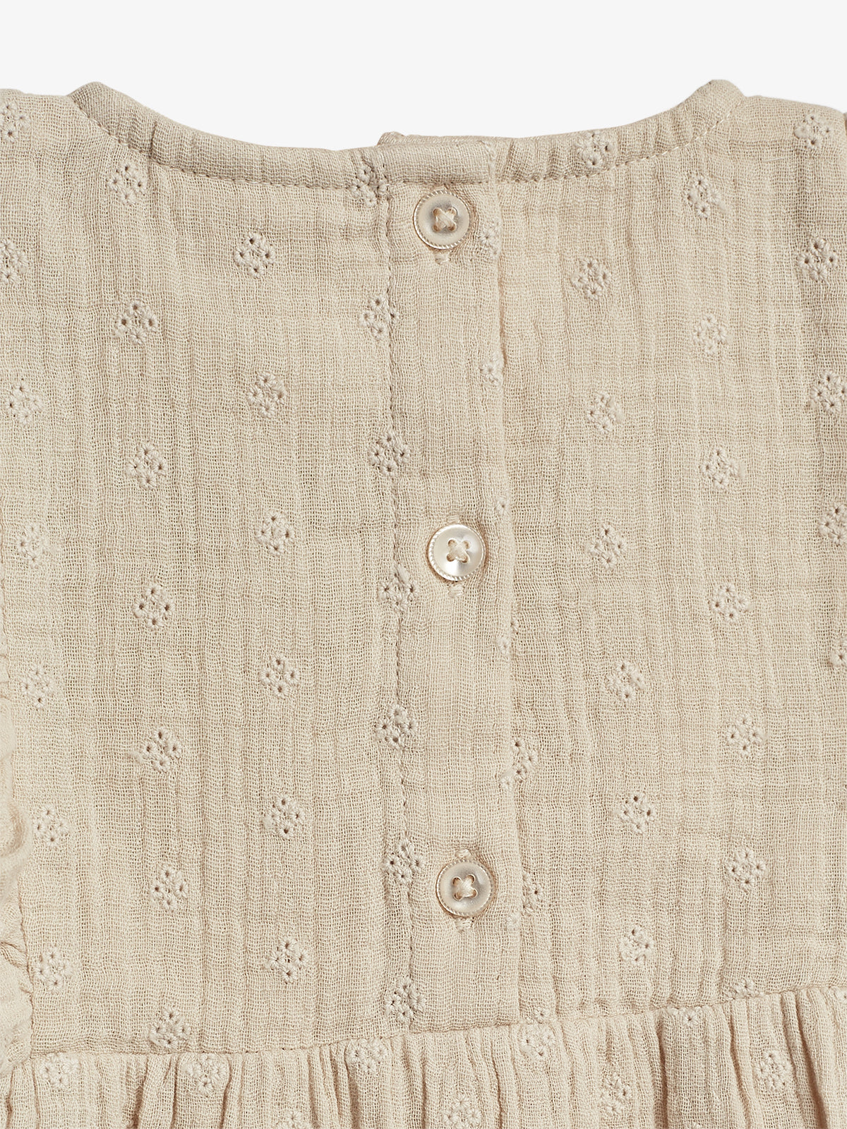 Muslin Butterfly-sleeve Romber with Embroidery - Light Beige | 100247 Ella