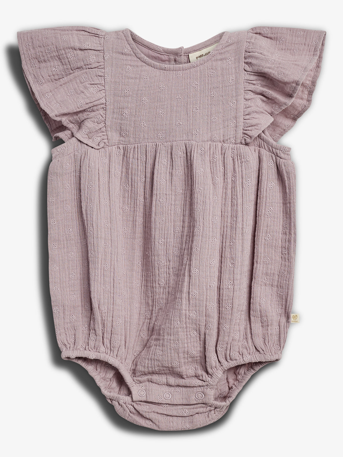 Muslin Butterfly-sleeve Romber with Embroidery - Purple | 100248 Ella