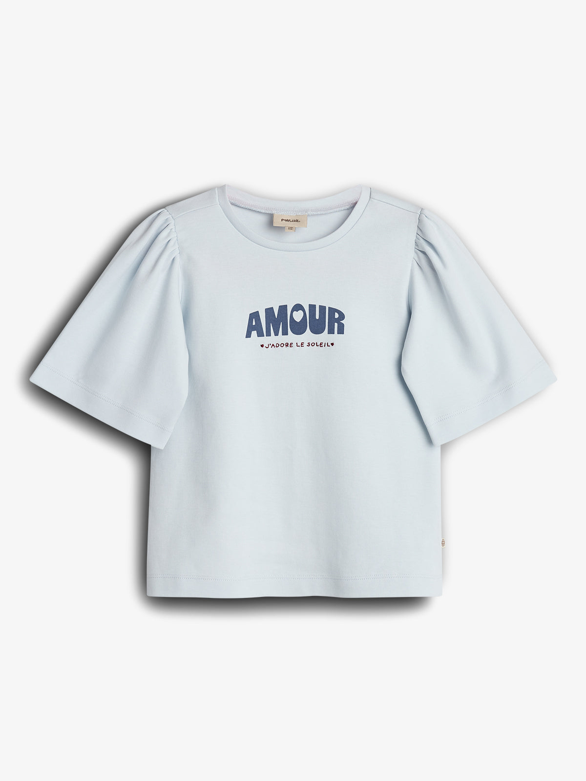 Puff Sleeve Print T-Shirt with placement print - Barely Blue | 100260 Rosa