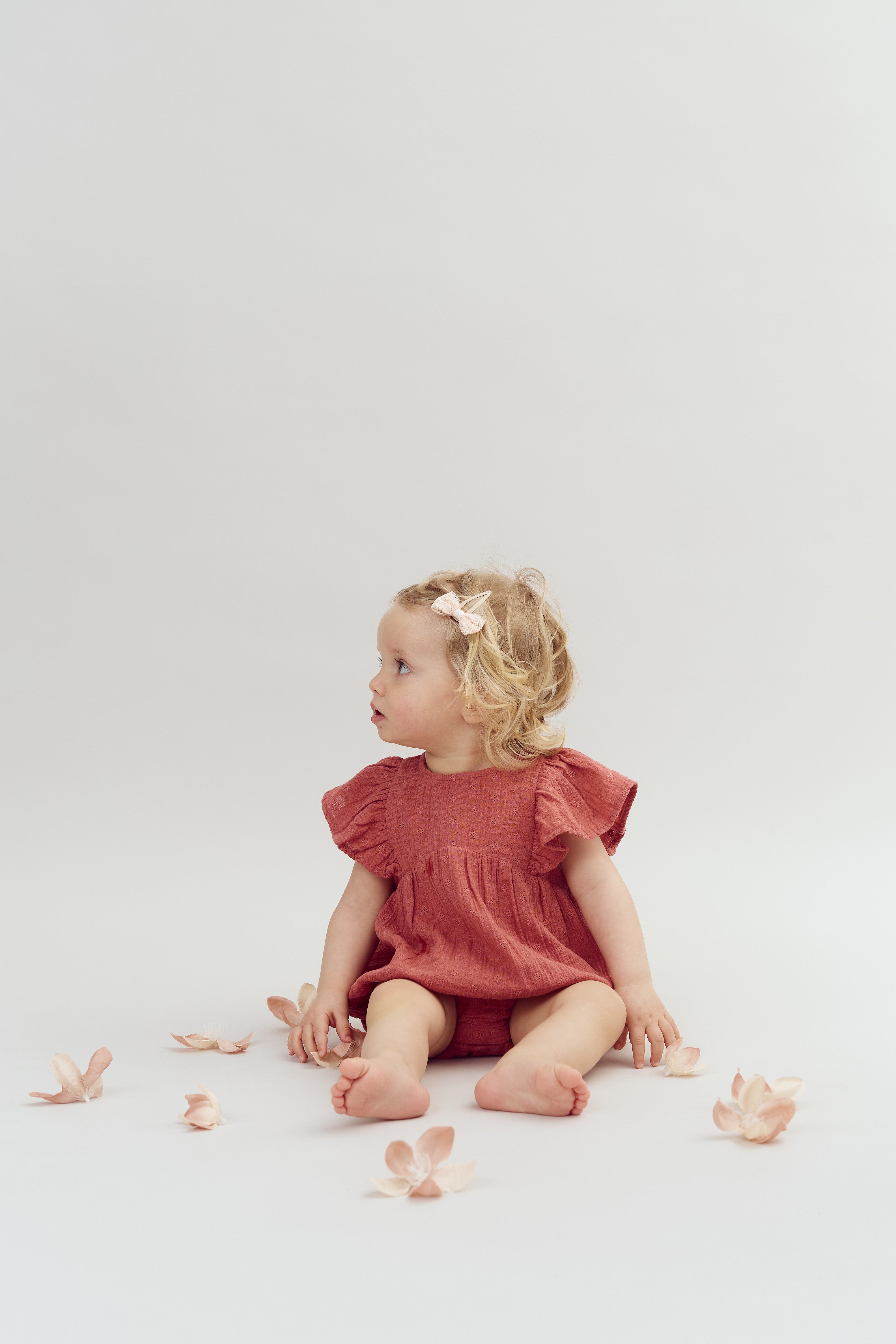 Muslin Butterfly-sleeve Romber with Embroidery - Blush | 100293 Ella