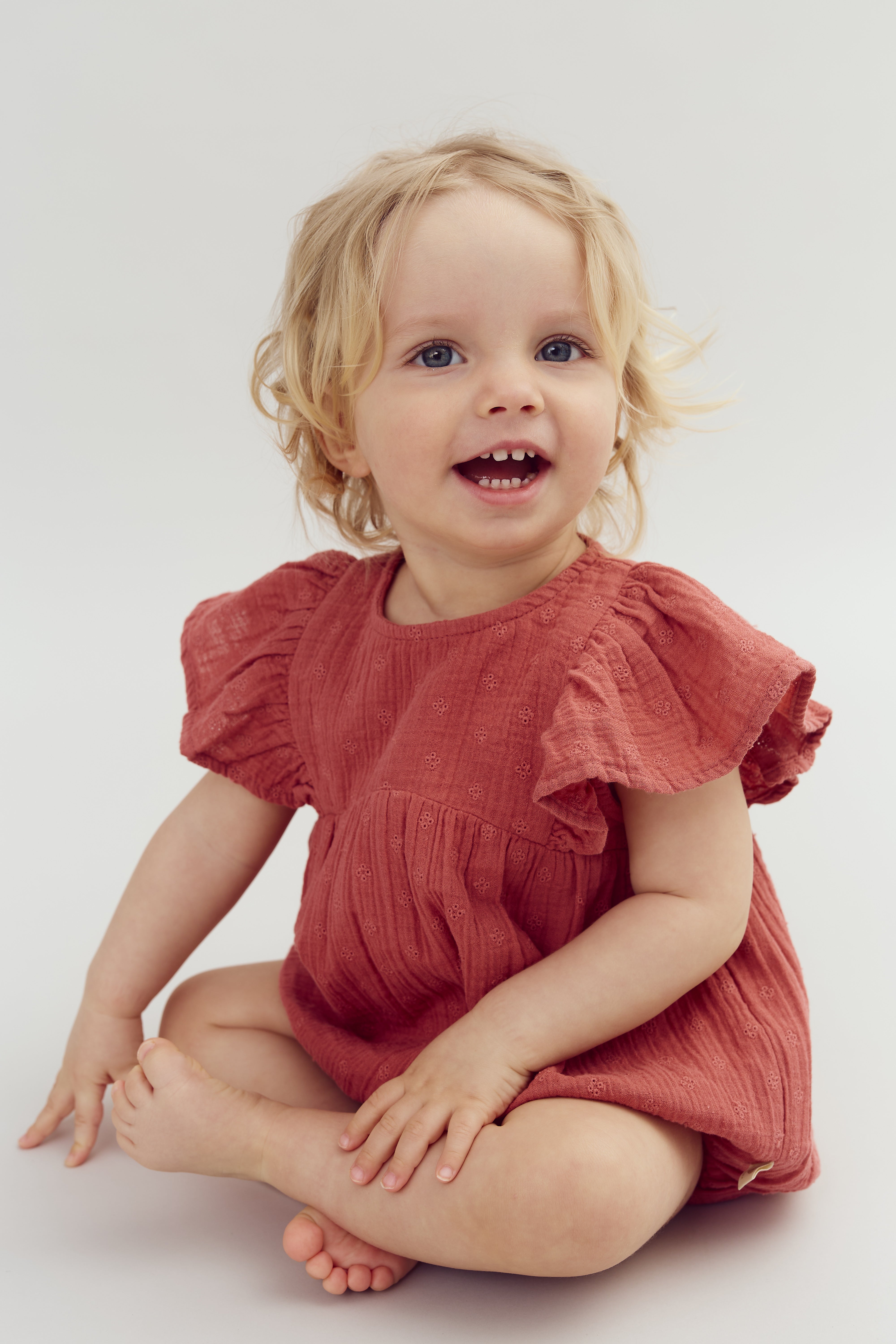 Muslin Butterfly-sleeve Romber with Embroidery - Blush | 100293 Ella