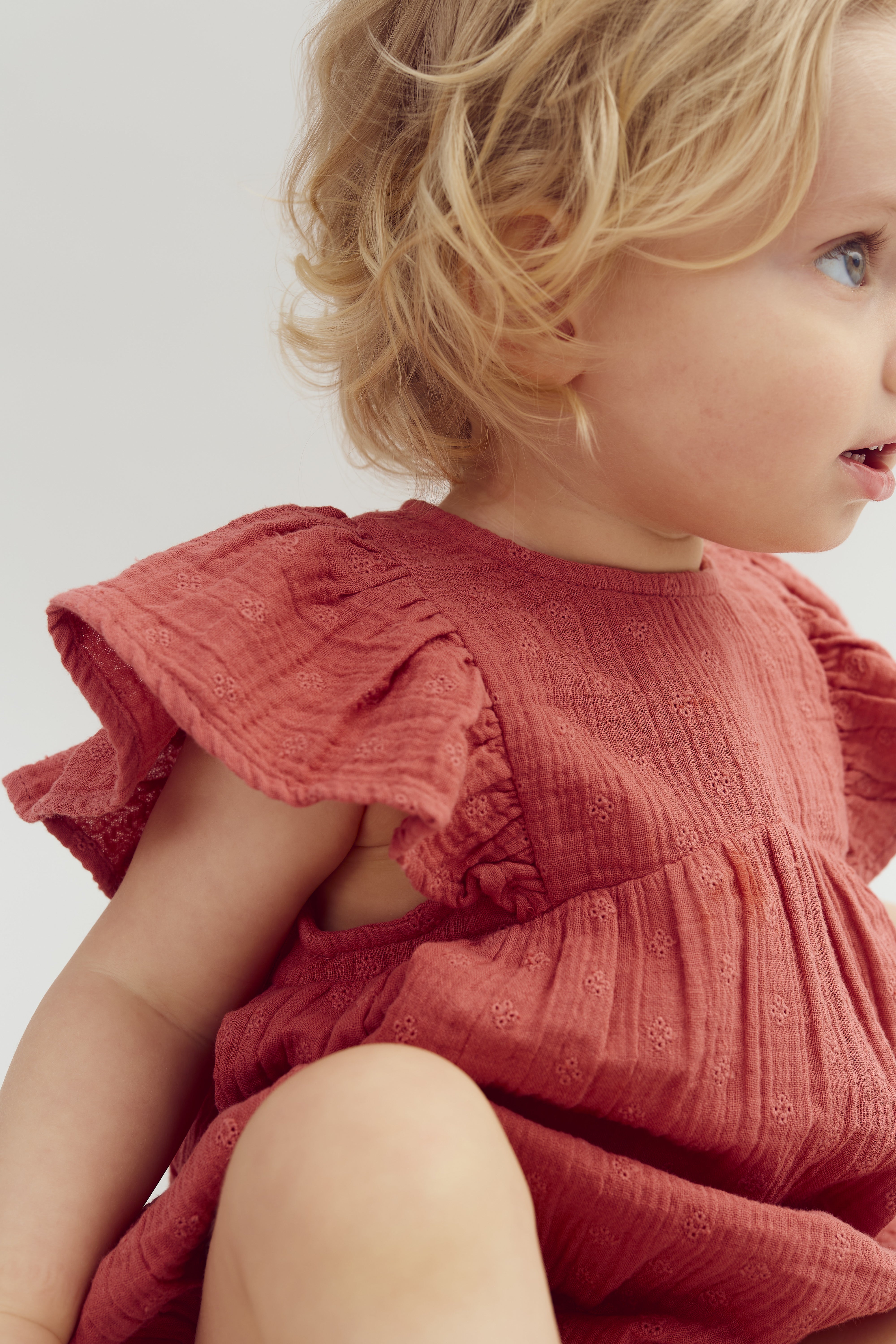 Muslin Butterfly-sleeve Romber with Embroidery - Blush | 100293 Ella