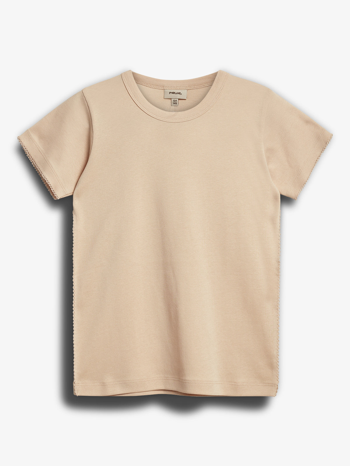Fitted T-Shirt w. Picot stitch - Light Rose | 100200 Tina