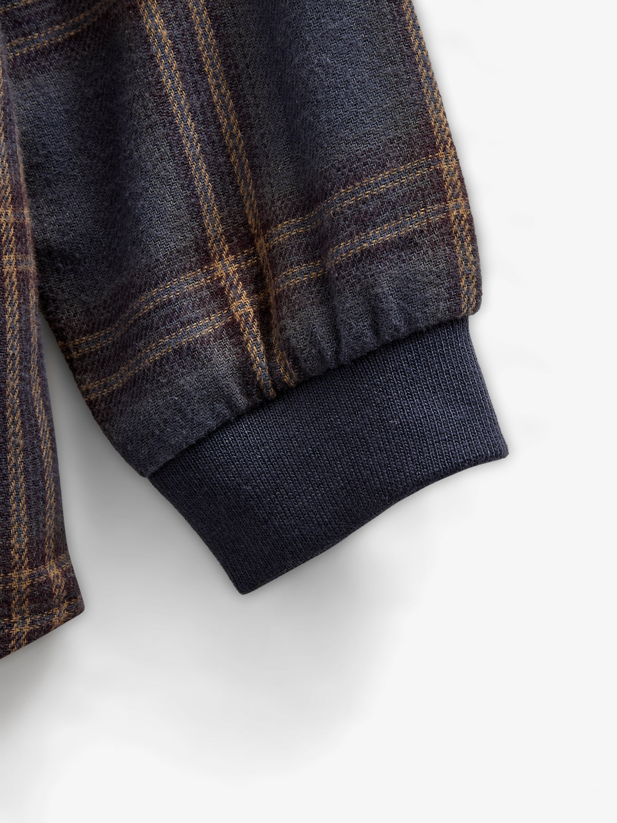 Checked Flannel Shirt with Rib Cuff - Kids - Navy Check | 100530 Henry