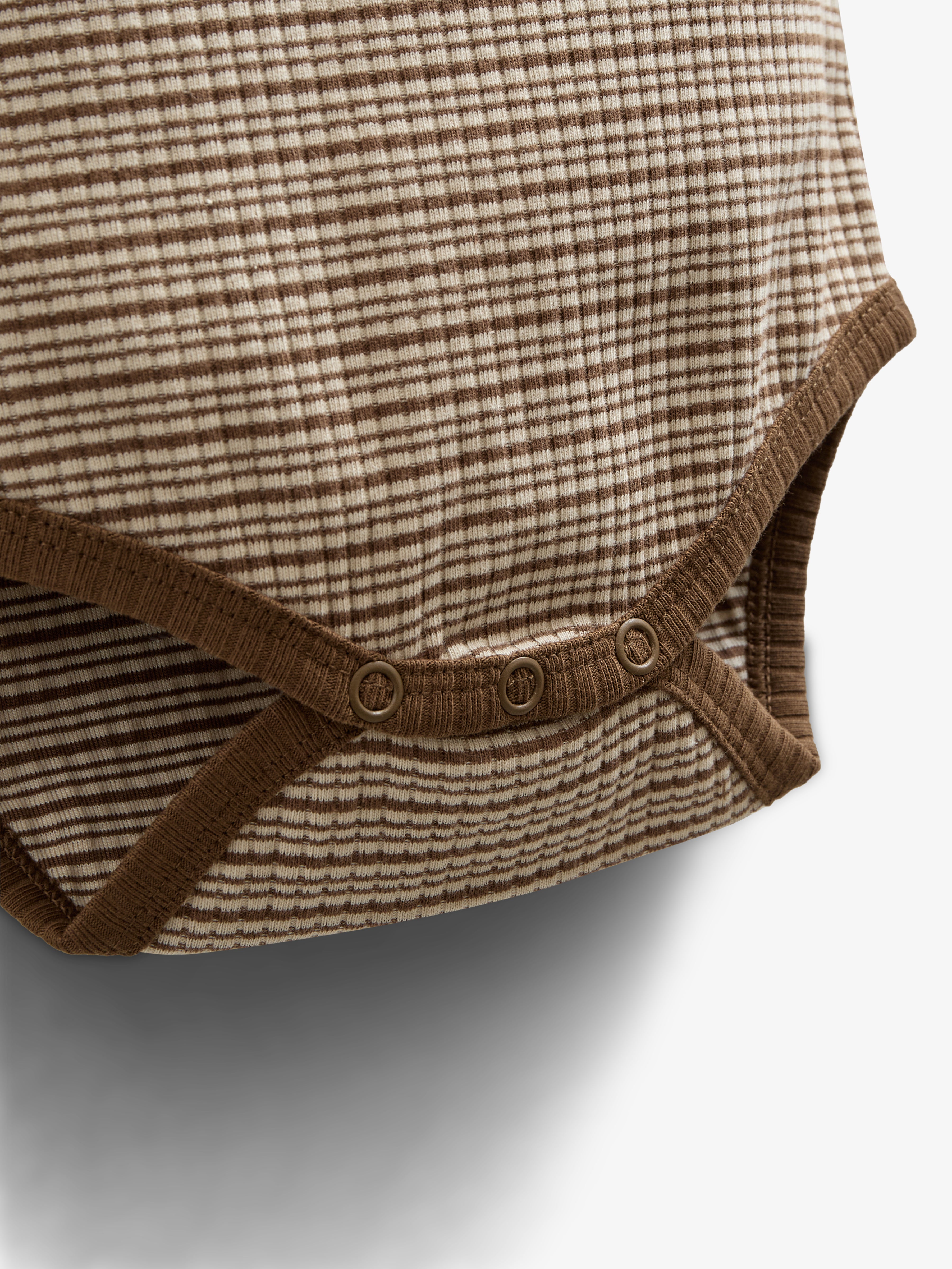 Long Sleeve Cotton Rib Bodysuit - Kids - Coffee Stripe | 100559 Manson