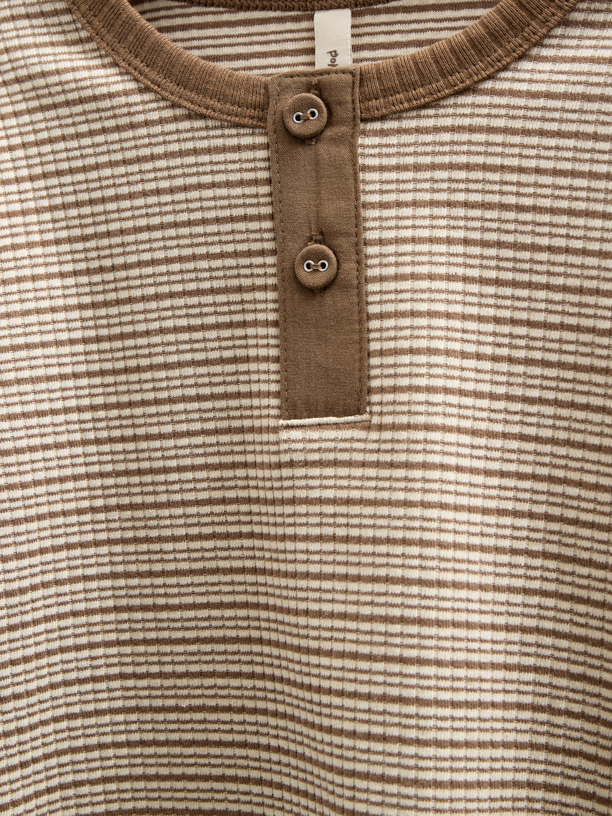 Long Sleeve Cotton Rib T-shirt - Kids - Coffee Stripe | 100564 Manson