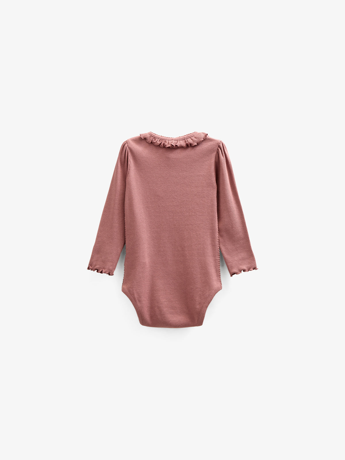 Long Sleeve Modal Rib Bodysuit with Picot edge - Kids - Old Rose | 100575 Mia