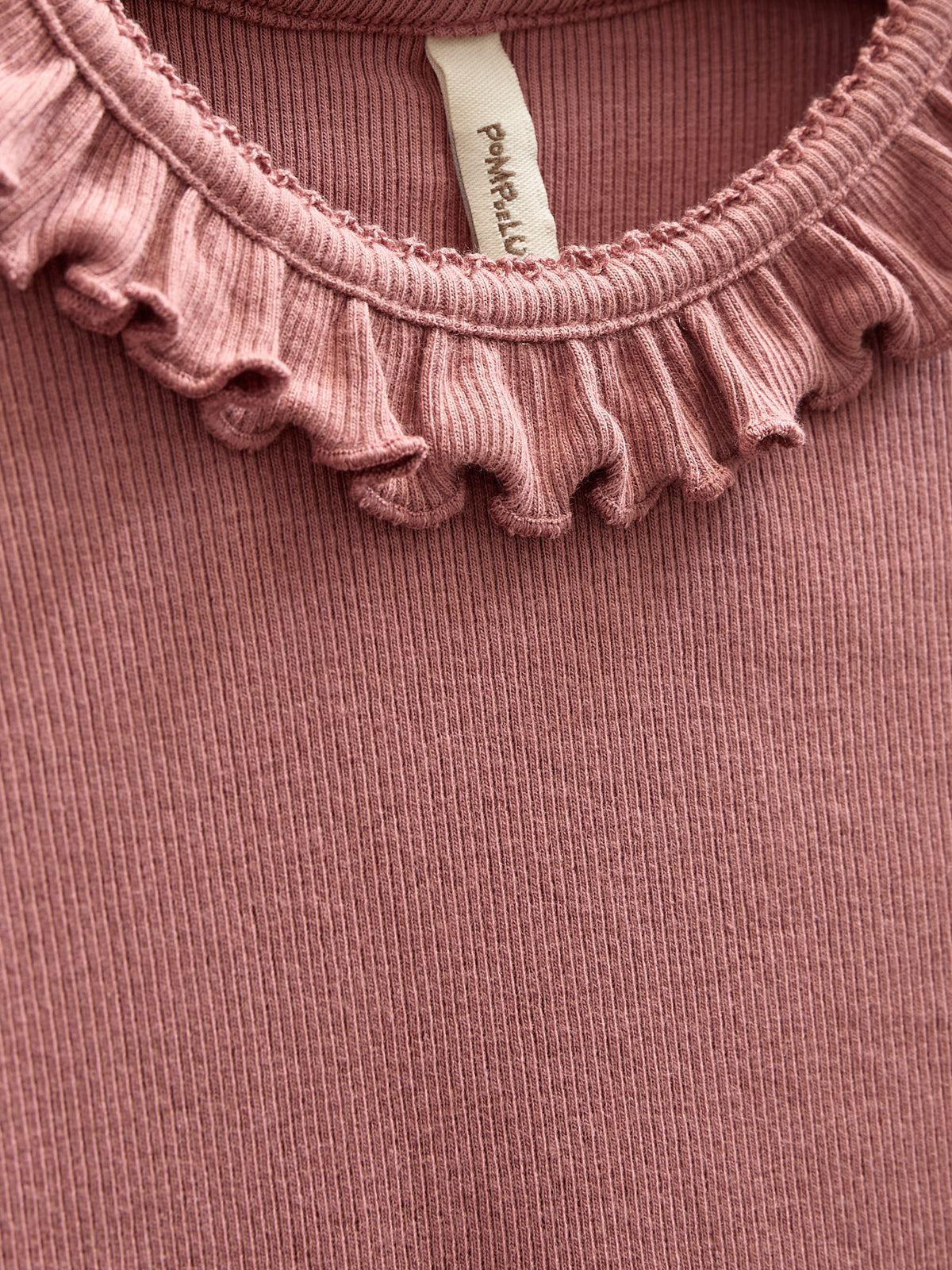 Long Sleeve Modal Rib Bodysuit with Picot edge - Kids - Old Rose | 100575 Mia
