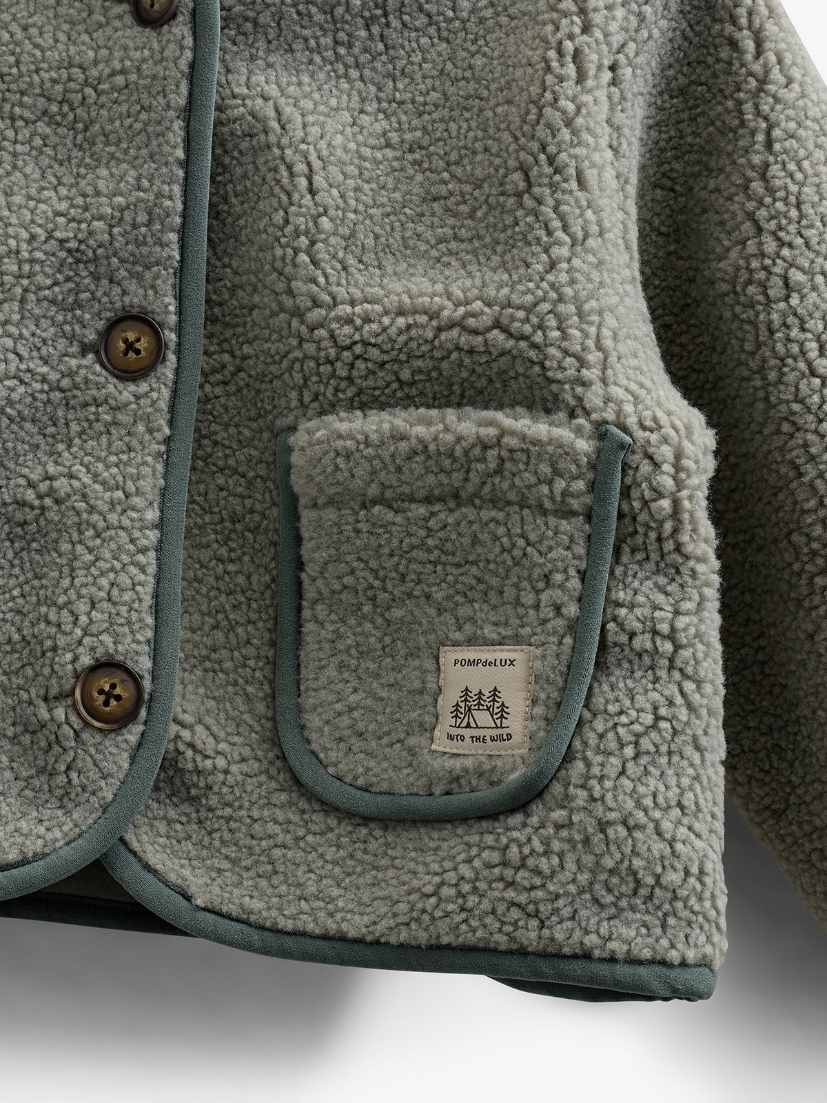 Pile Jacket with Buttons - Kids - Dusty Green | 100627 Mayfield