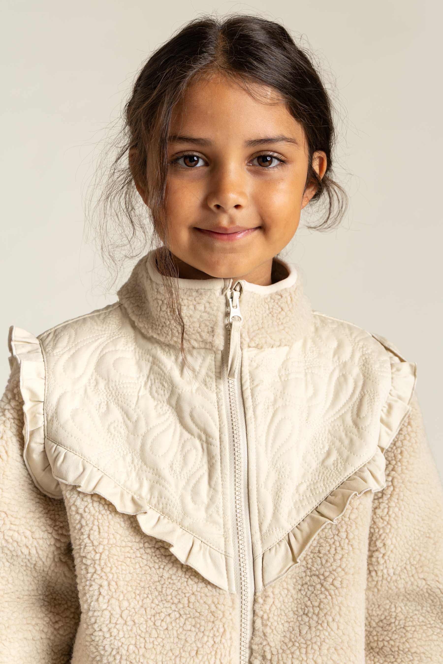 Pile Zip Jacket with Frills - Tween - Nature | 100639 Madison