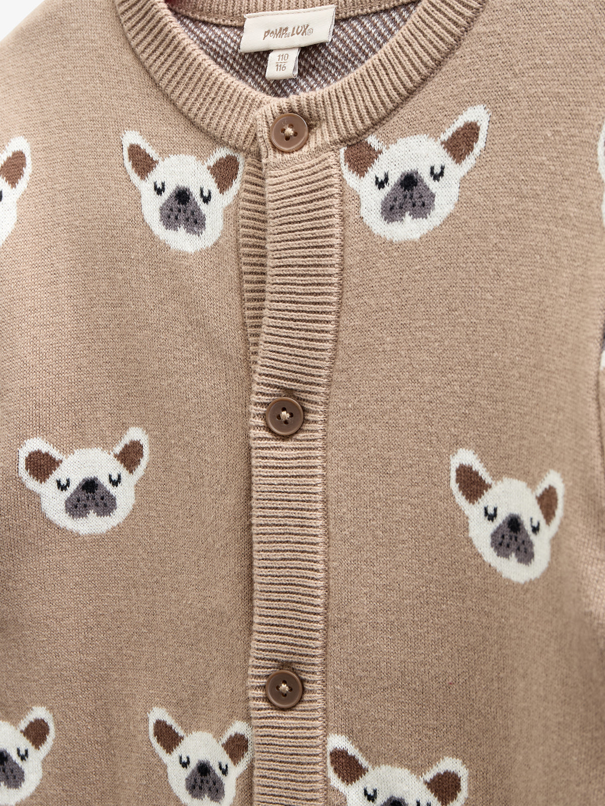 Cotton jaquard Knit Cardigan - Kids - Light Brown | 100668 Nico