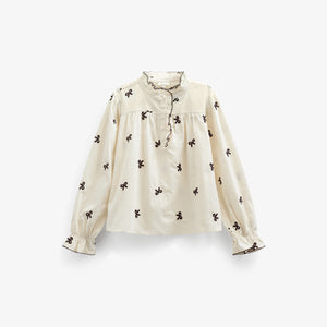 Poplin Blouse with Embroidery - Kids - Off White | 100673 Adison