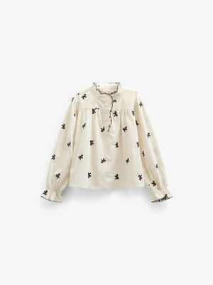 Poplin Blouse with Embroidery - Kids - Off White | 100673 Adison