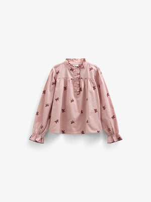 Poplin Blouse with Embroidery - Kids - Rose | 100677 Adison
