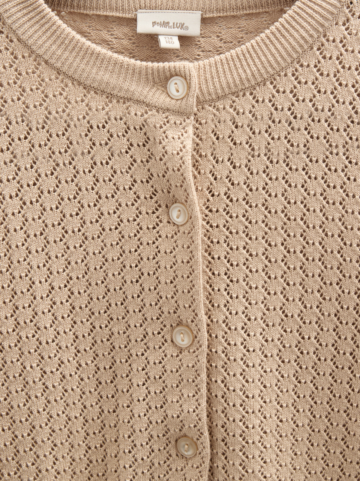 Cotton Pointelle Cardigan - Tween - Caffe Latte | 100684 Esme