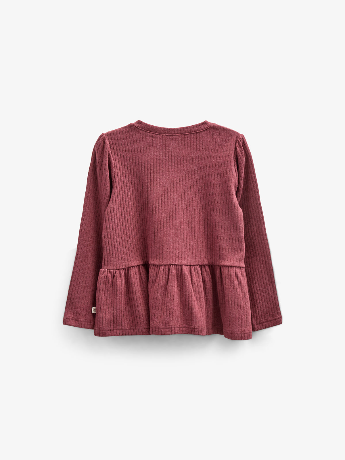 Soft Rib Peplum Blouse - Kids - Burgundy Melange | 100700 Alana