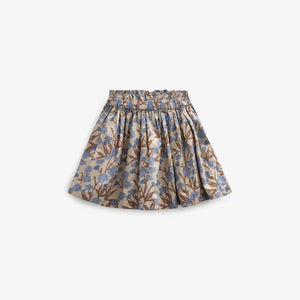 Printed Cotton Poplin Skirt - Kids - Blue / Brown | 100715 Amy