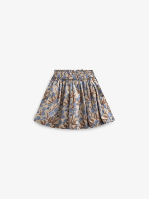 Printed Cotton Poplin Skirt - Kids - Blue / Brown | 100715 Amy