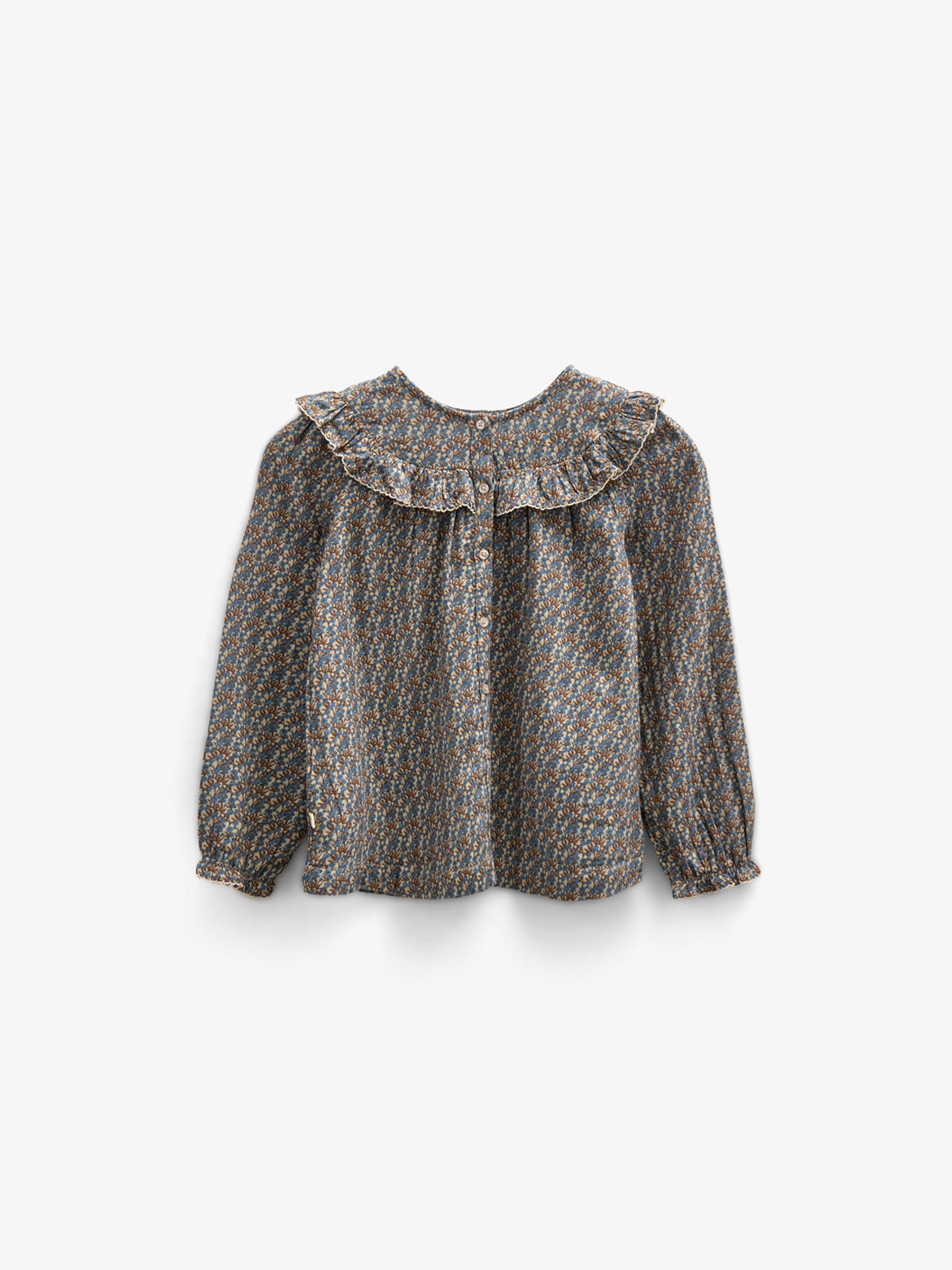 Printed Double Gauze Two-way Blouse - Kids - Blue / Brown | 100729 Maggie