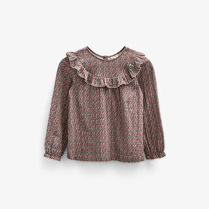 Printed Double Gauze Two-way Blouse - Kids - Rose / Green | 100731 Maggie