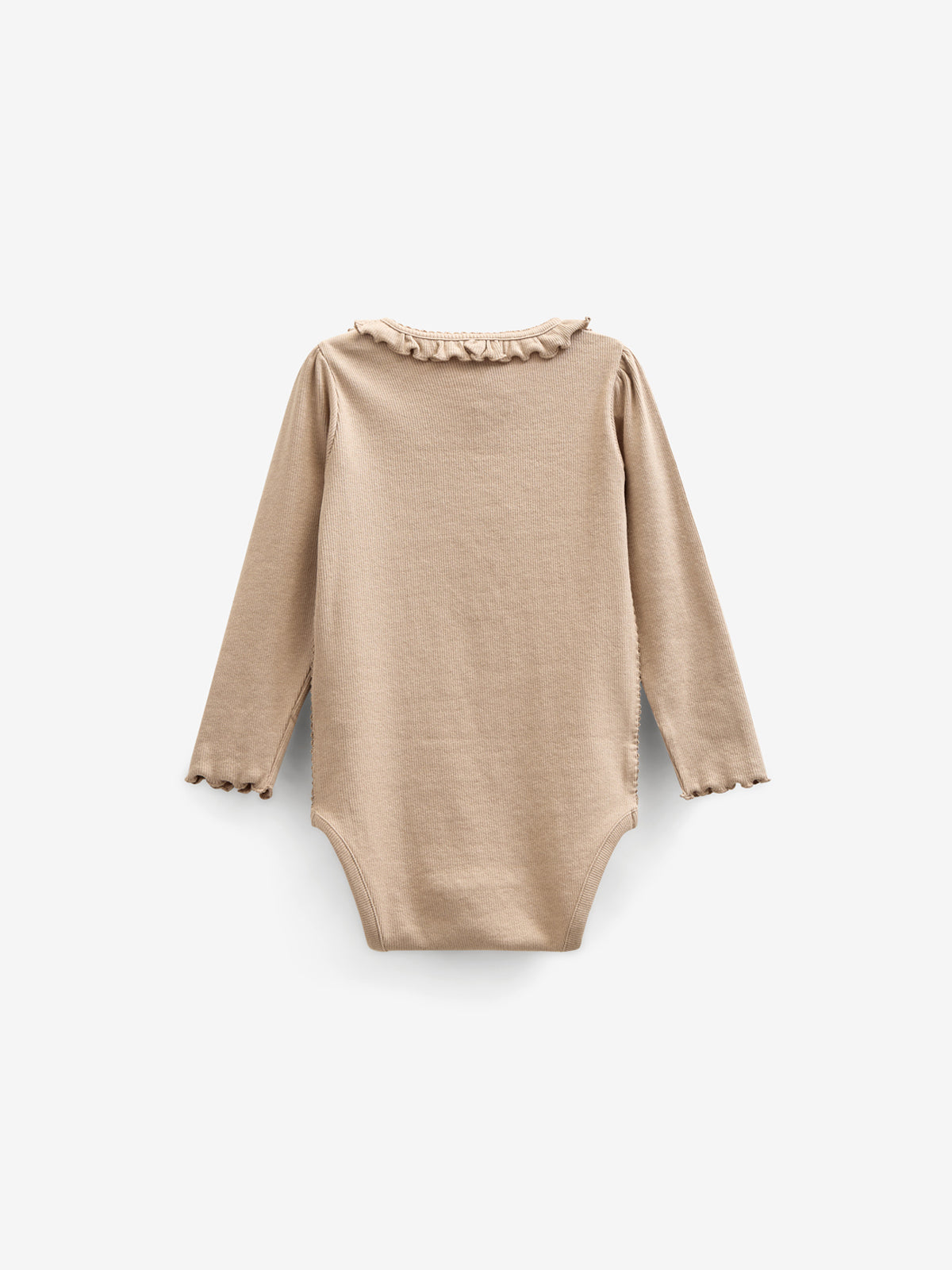 Long Sleeve Modal Rib Bodysuit with Picot edge - Kids - Caffe Latte | 100784 Mia