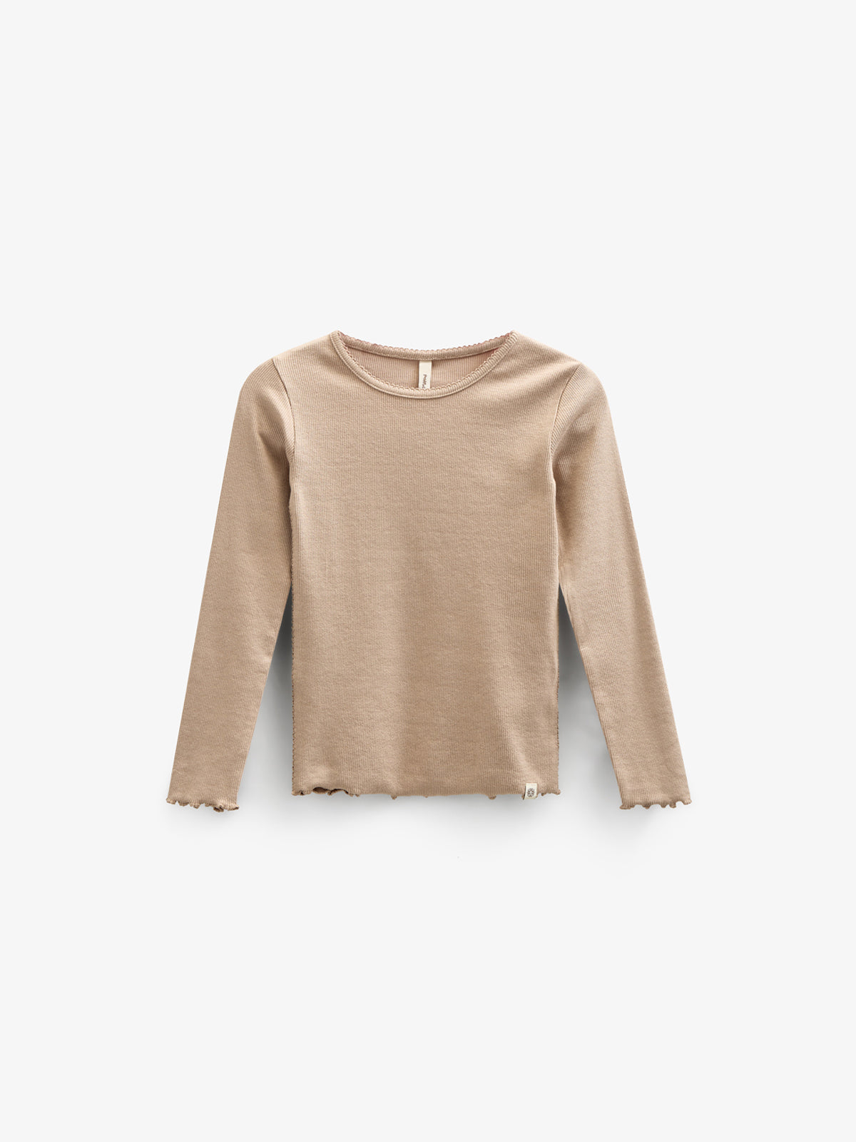 Long Sleeve Modal Rib T-shirt with picot edge - Tween - Caffe Latte | 100787 Mia