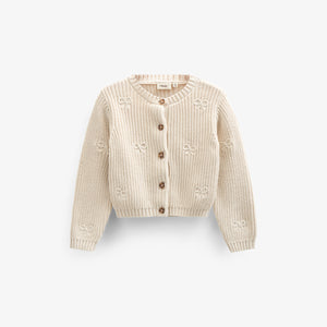 Cotton Knit Cardigan with Bows - Kids - Nature | 100790 Freya