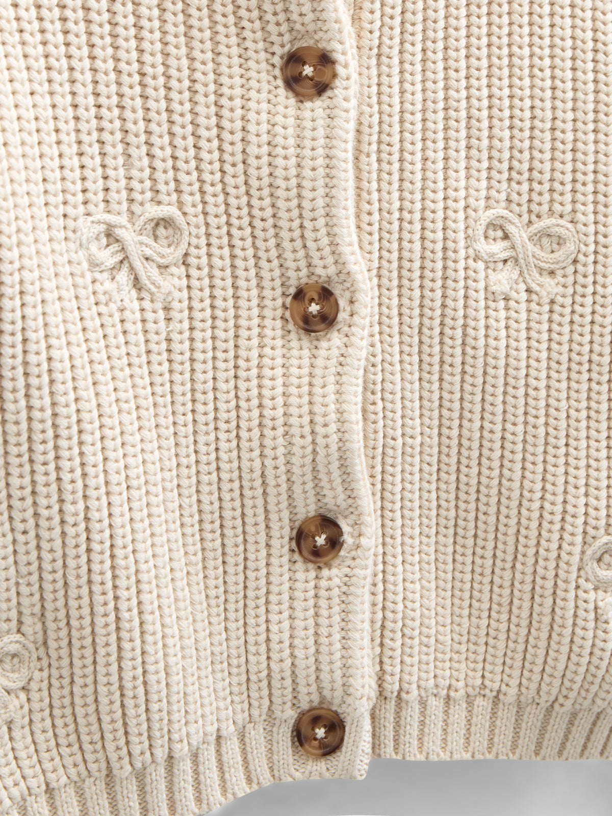 Cotton Knit Cardigan with Bows - Kids - Nature | 100790 Freya