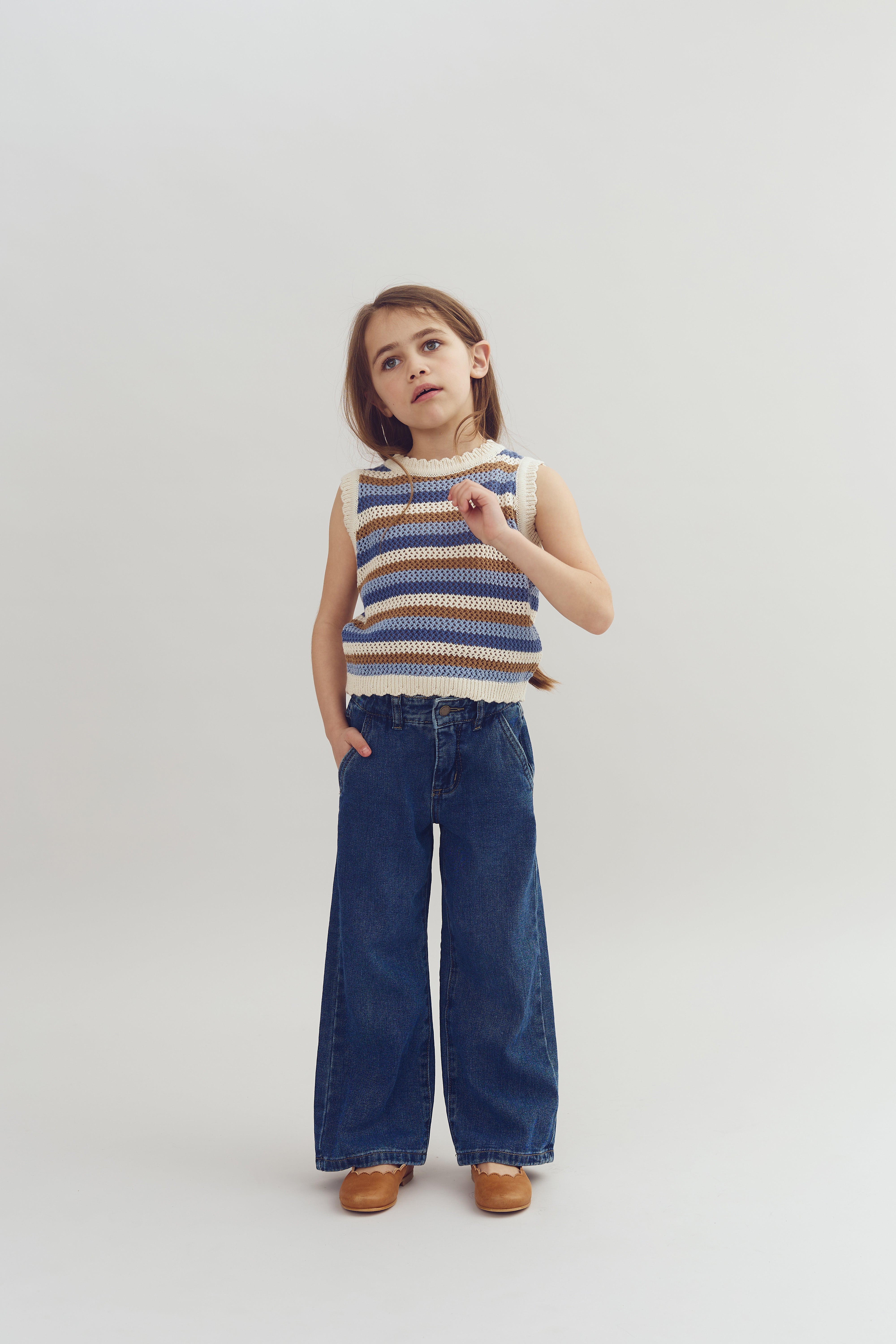 Wide Leg Jeans - Kids - Dark Blue Denim