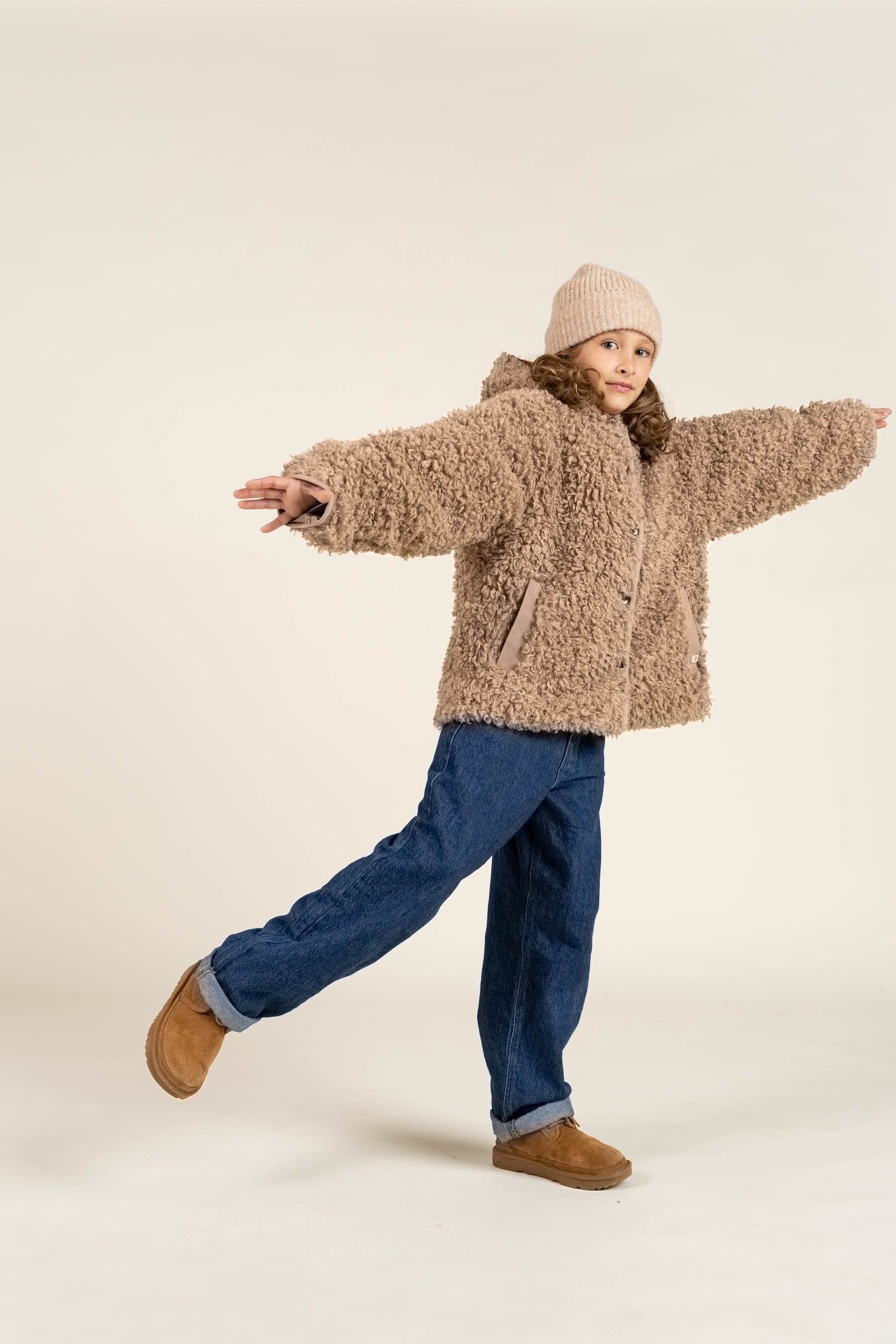 Faux Fur Hooded Jacket - Tween - Caffe Latte | 100548 Ellie
