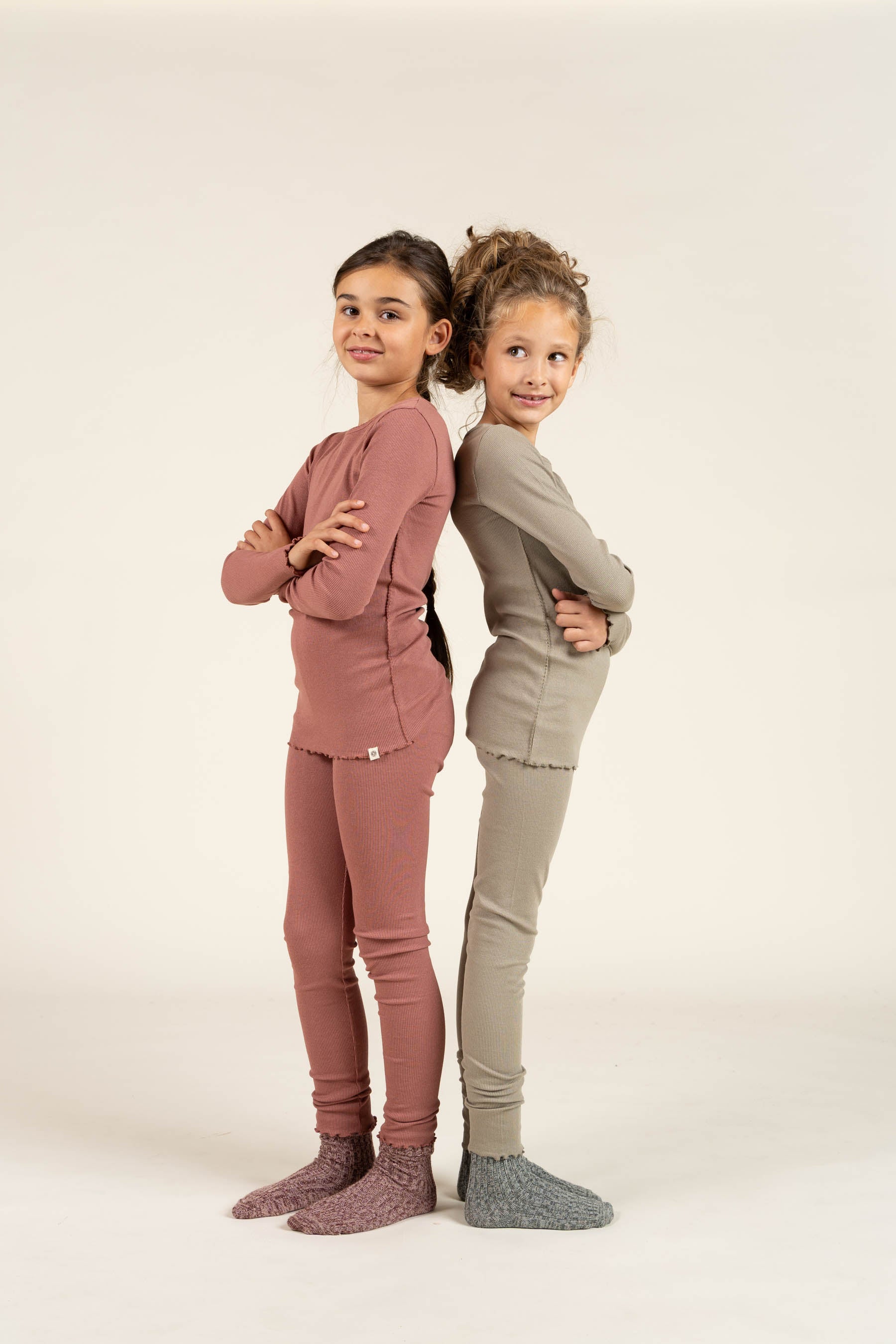 Long Sleeve Modal Rib T-Shirt with Picot edge - Tween - Dusty Green | 100583 Mia