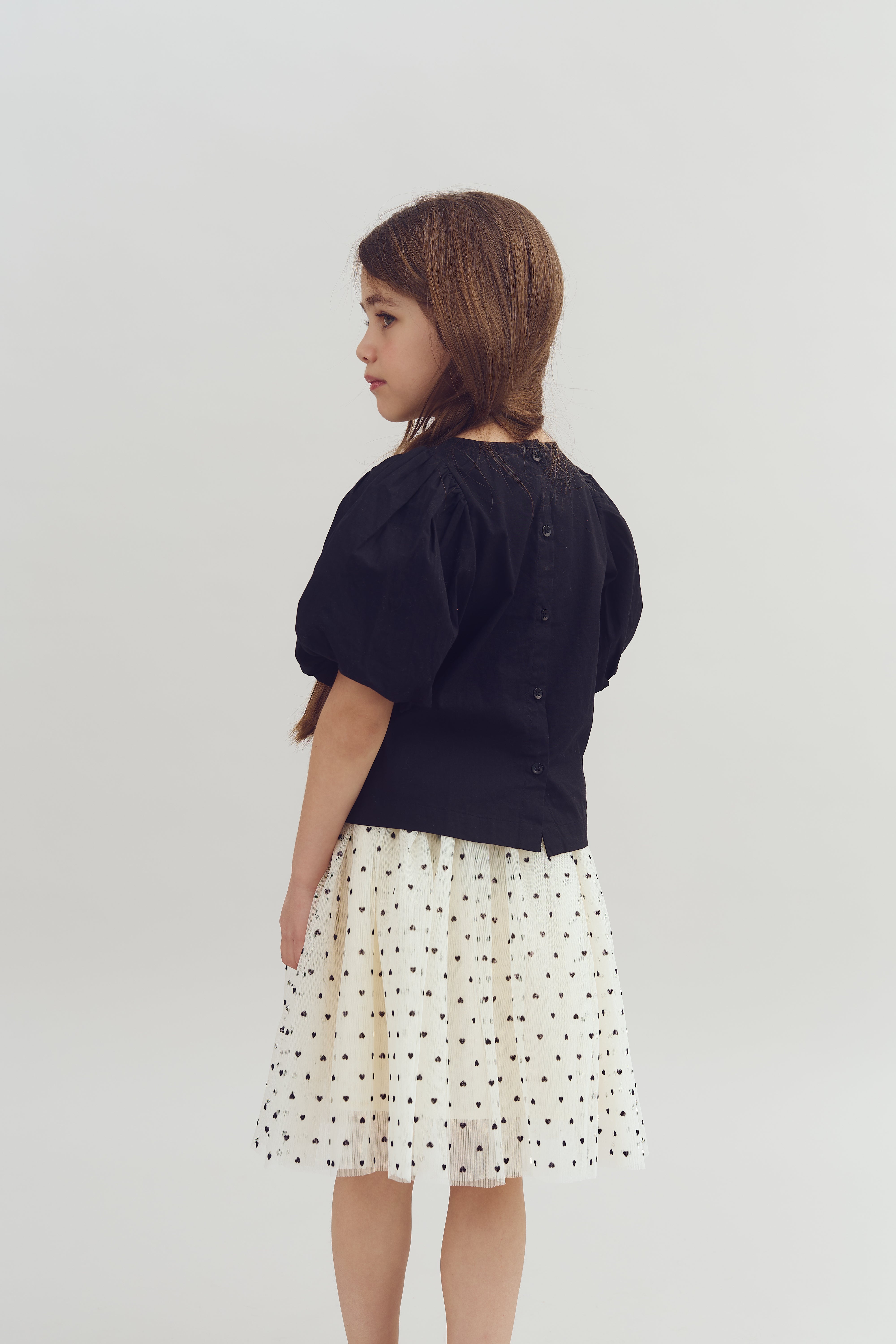 Bubble-sleeve Poplin blouse - Black | 100231 Laura