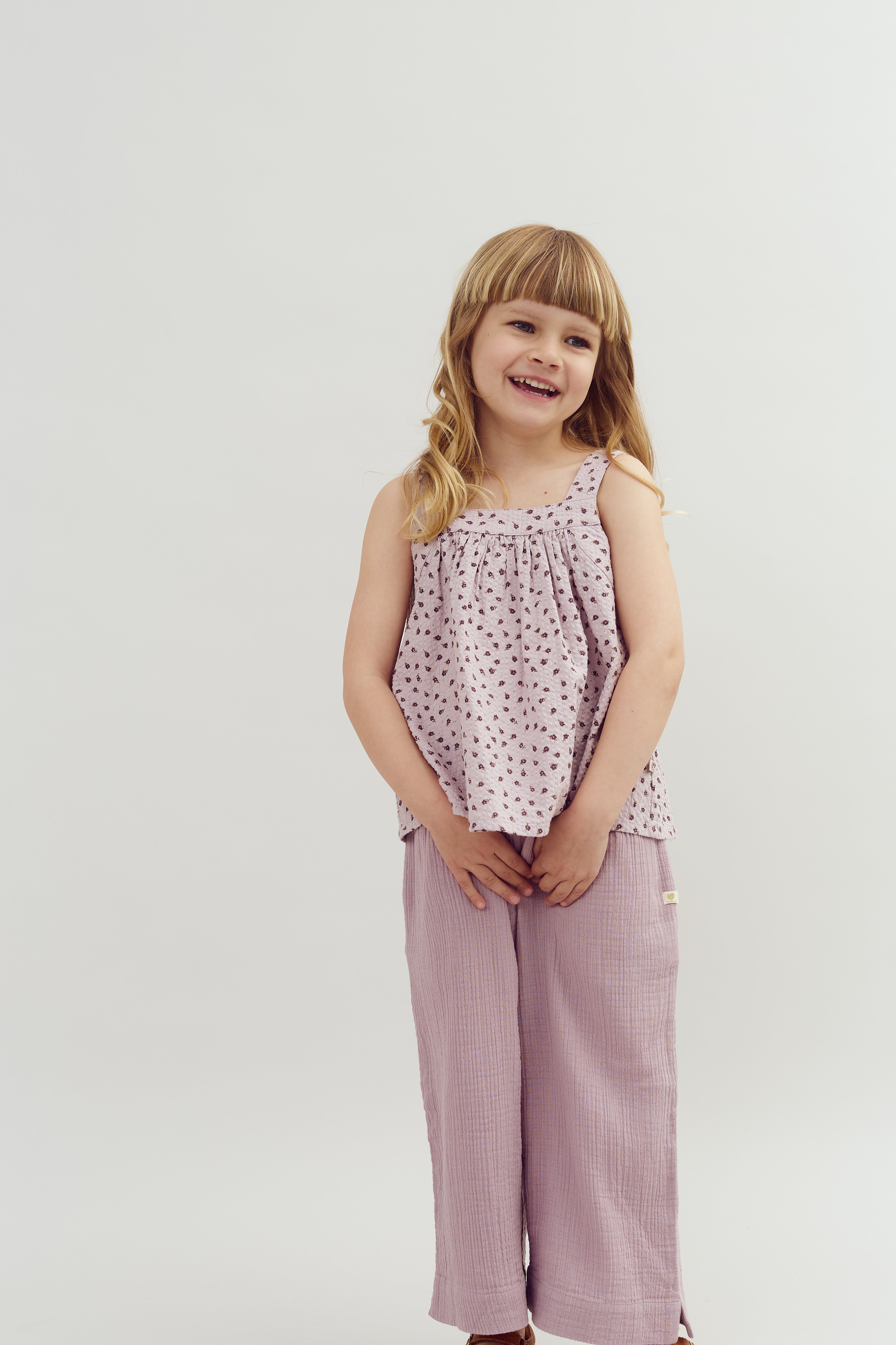 Muslin Cropped Trousers - Purple | 100242 Ella