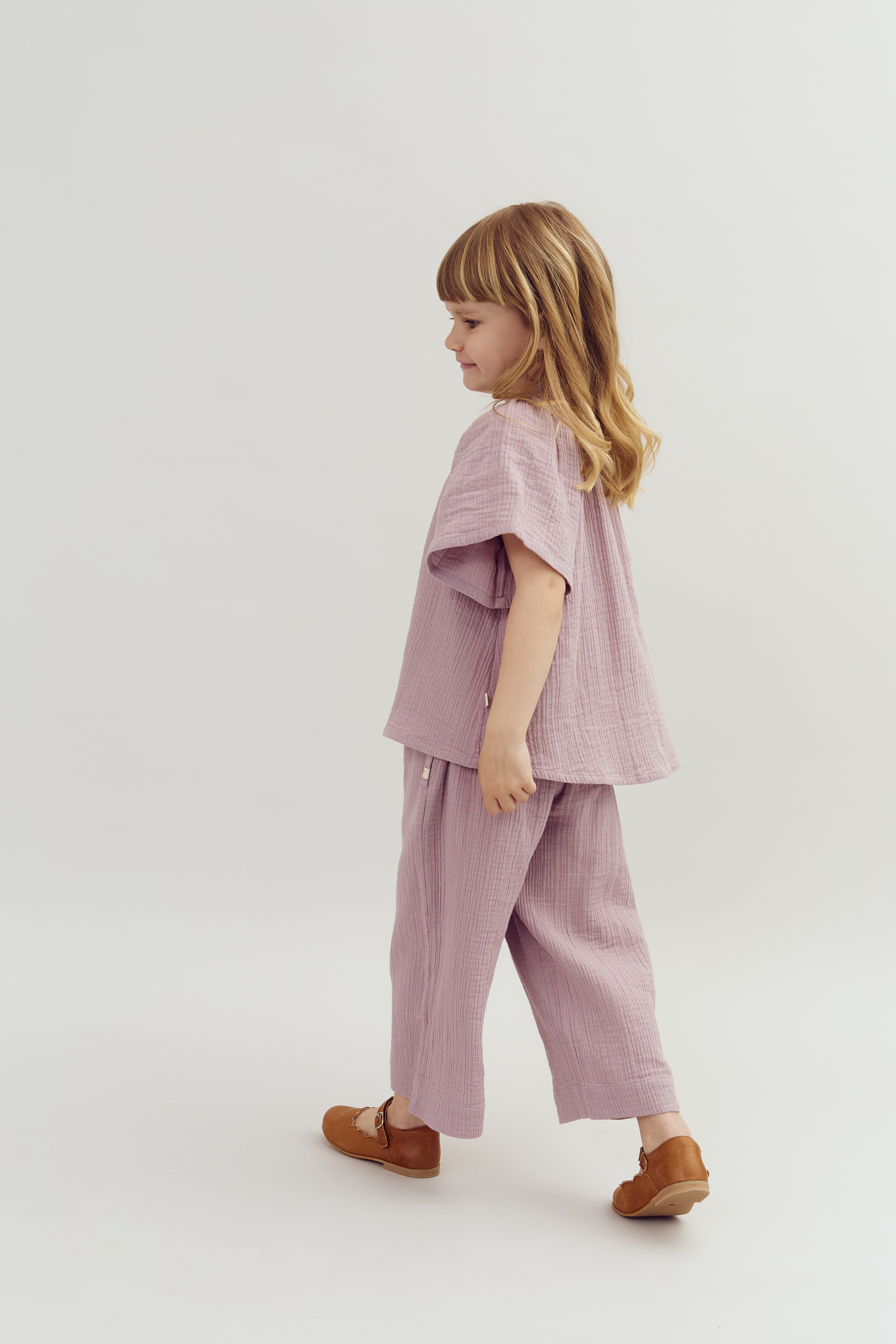 Muslin Cropped Trousers - Purple | 100242 Ella