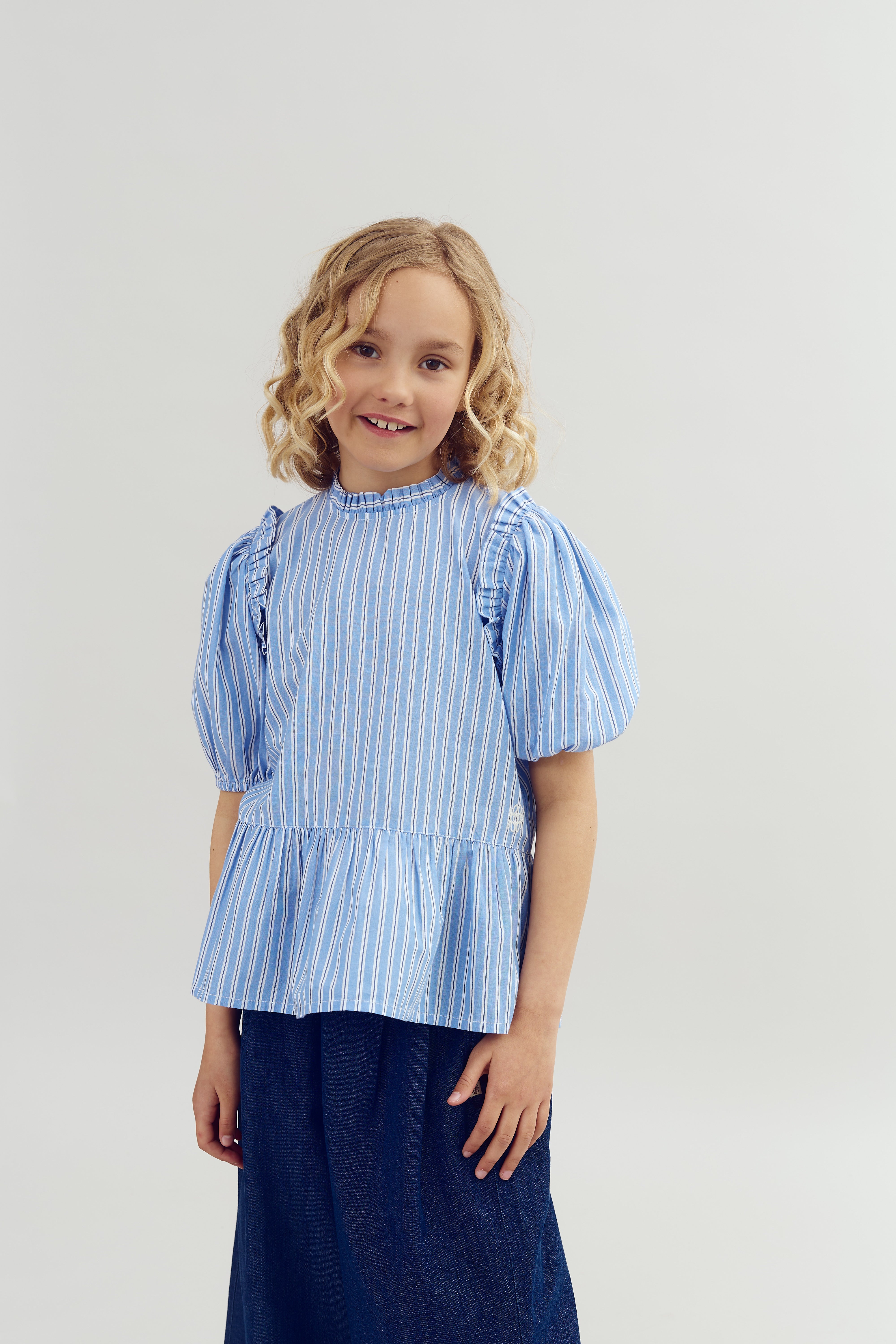 Striped Peplum blouse - Tween - Blue Stripe | 100494 Kaisa