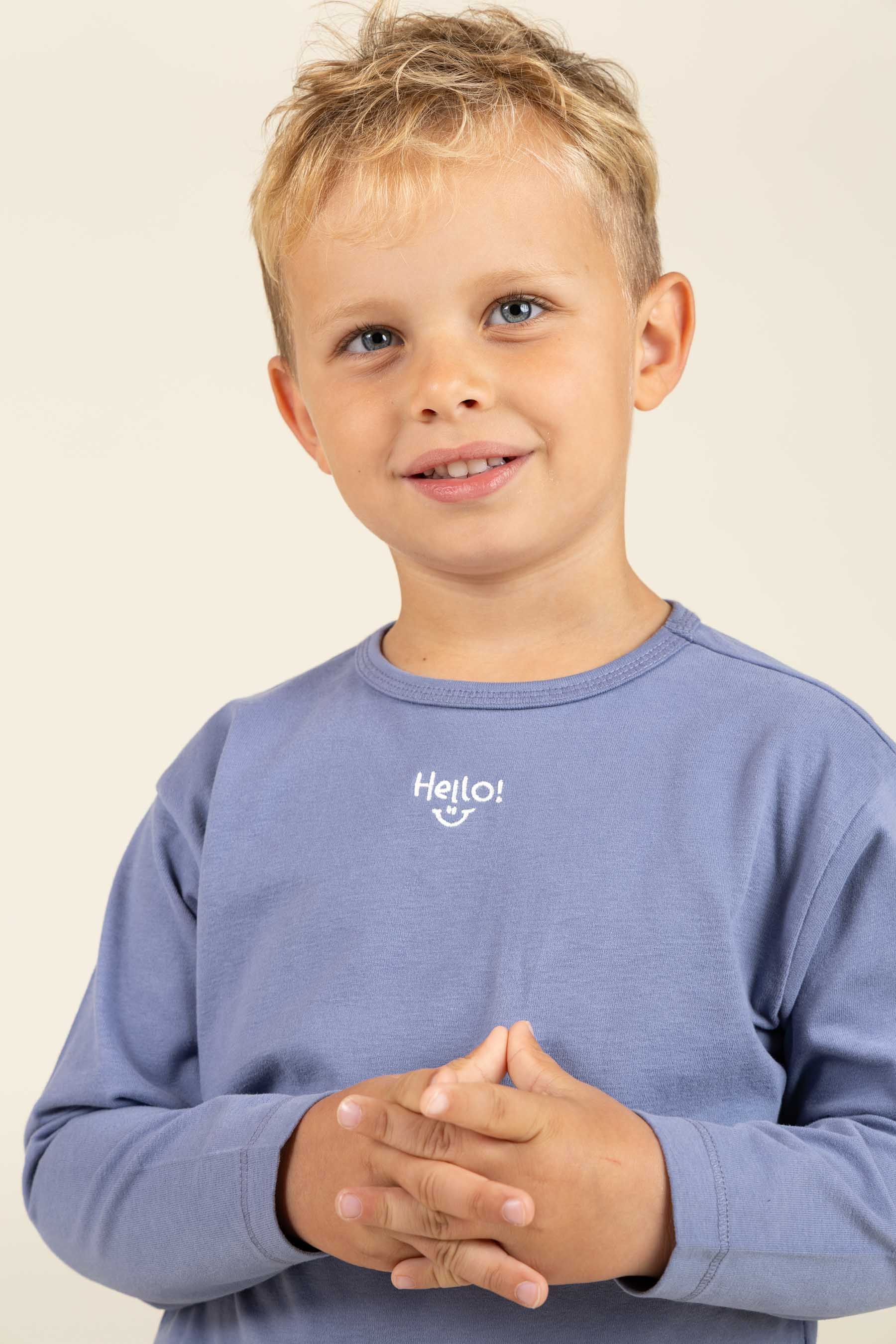 long sleeve T-shirt with Embroidery - Kids - Blue | 100858 Brandon