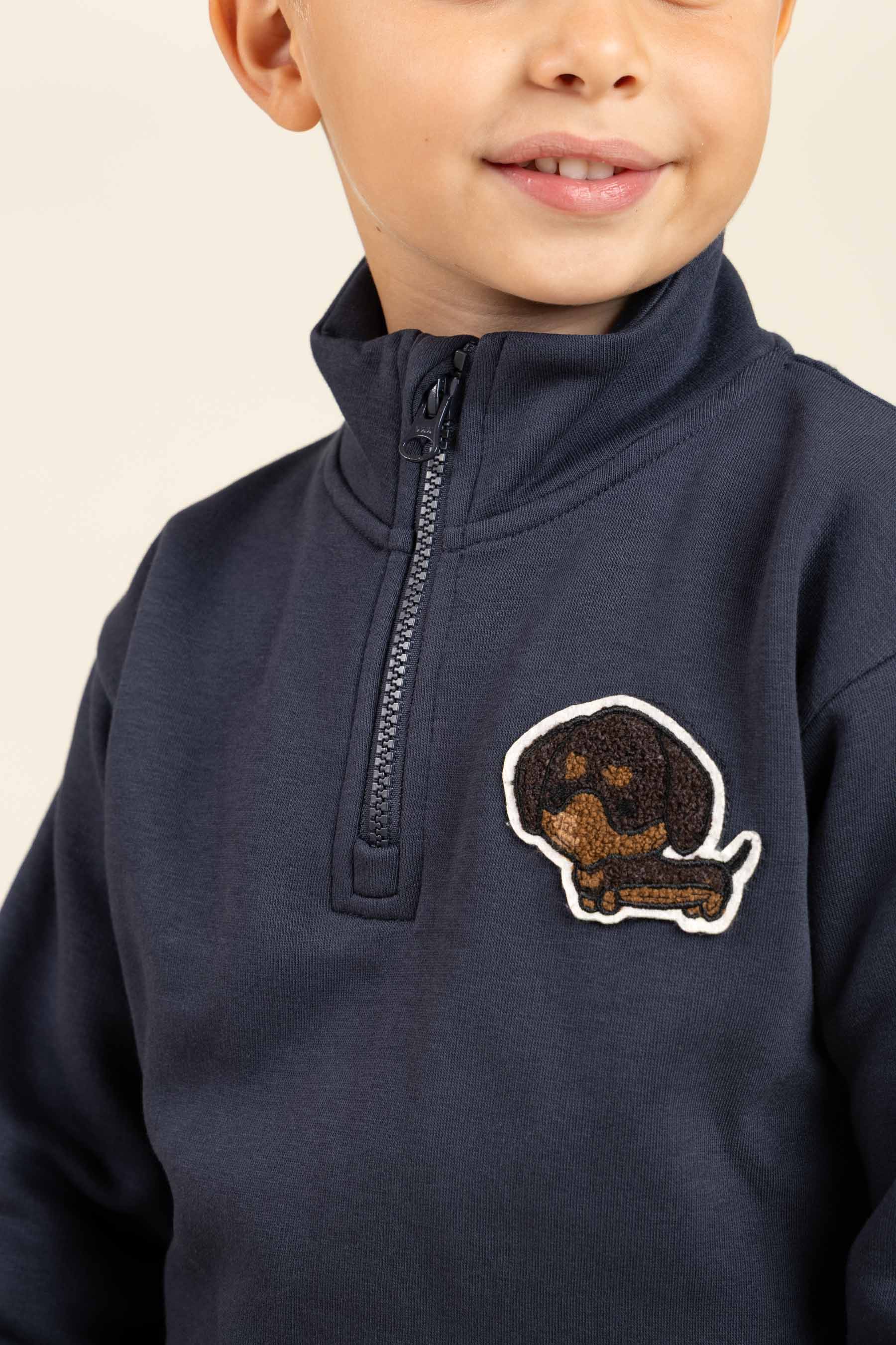Half Zip Sweatshirt - Kids - Navy | 100806 Tristan