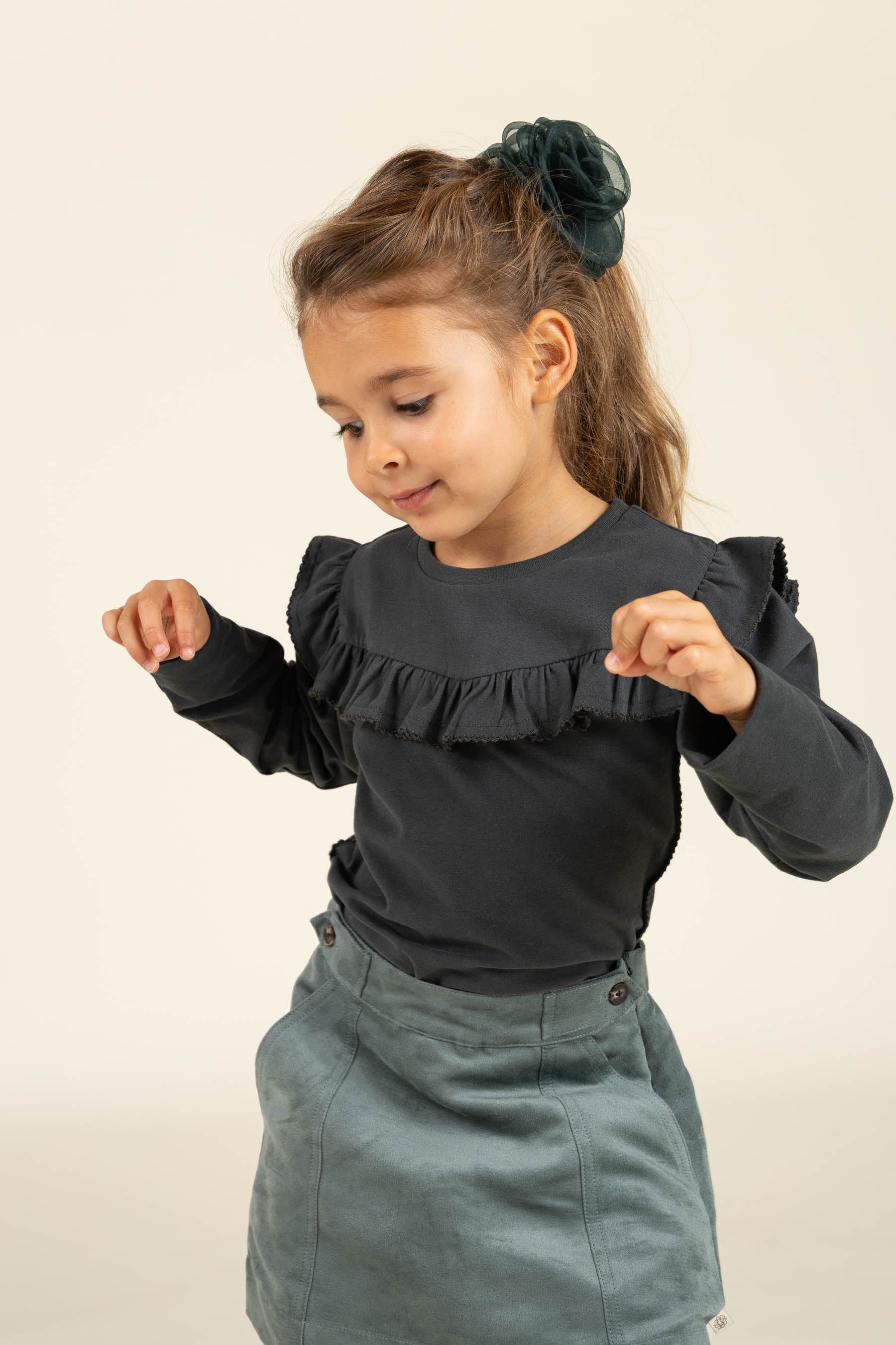 Faux Suede Skirt - Kids - Dusty Dark Green | 100594 Selene