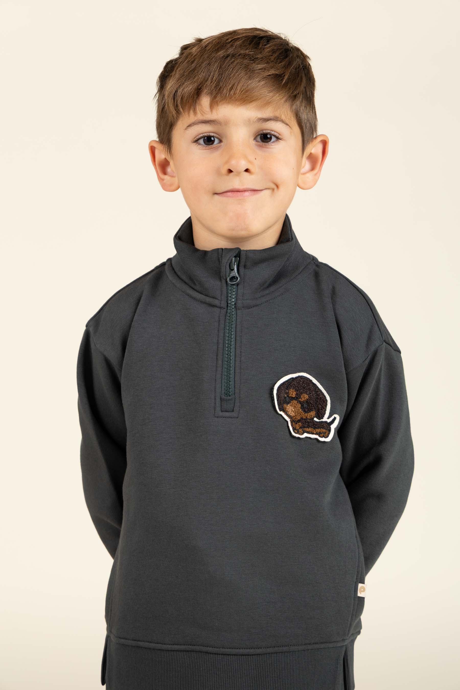 Half Zip Sweatshirt - Kids - Forest Green | 100810 Tristan