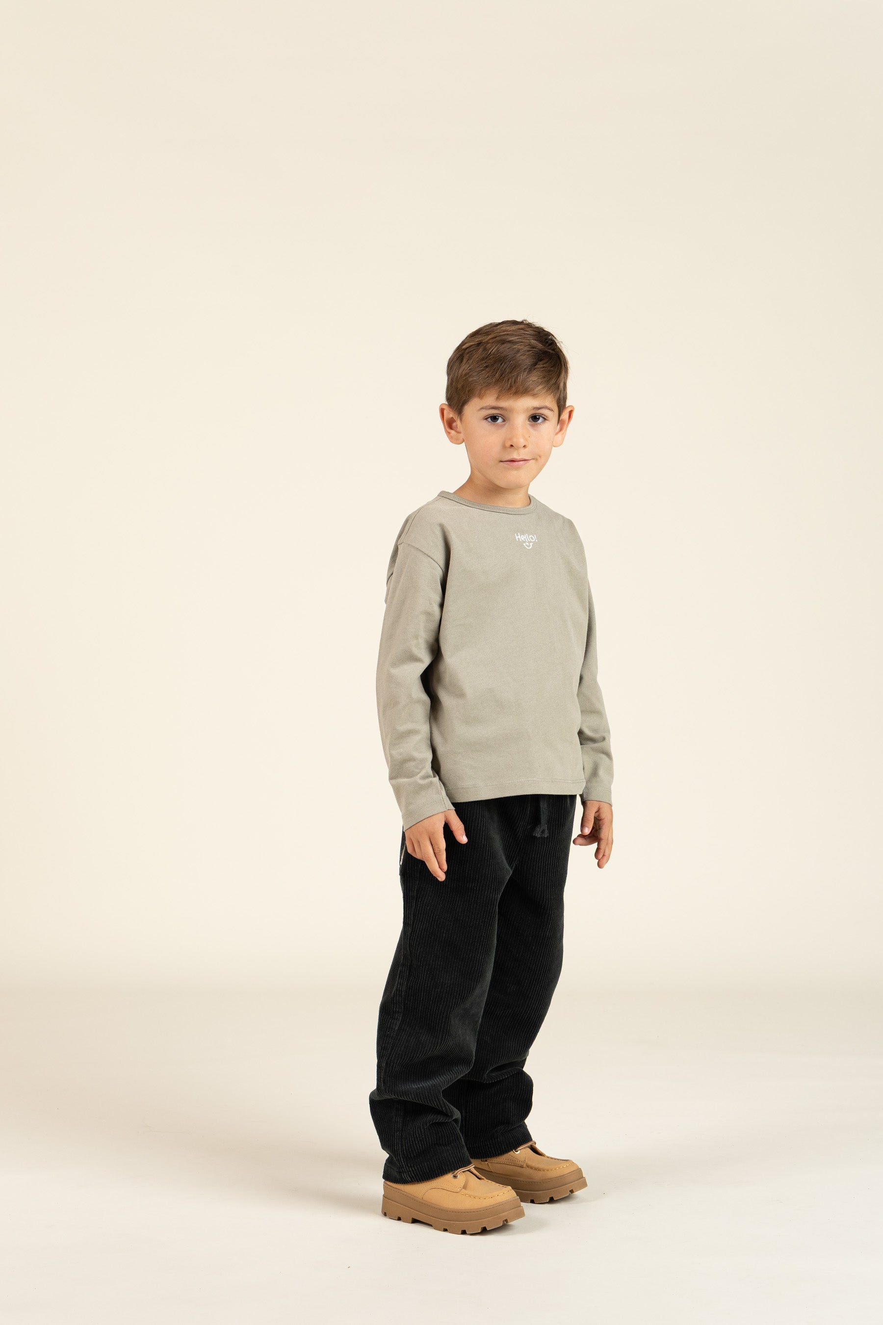 long sleeve T-shirt with Embroidery - Kids - Dusty Green | 100856 Brandon