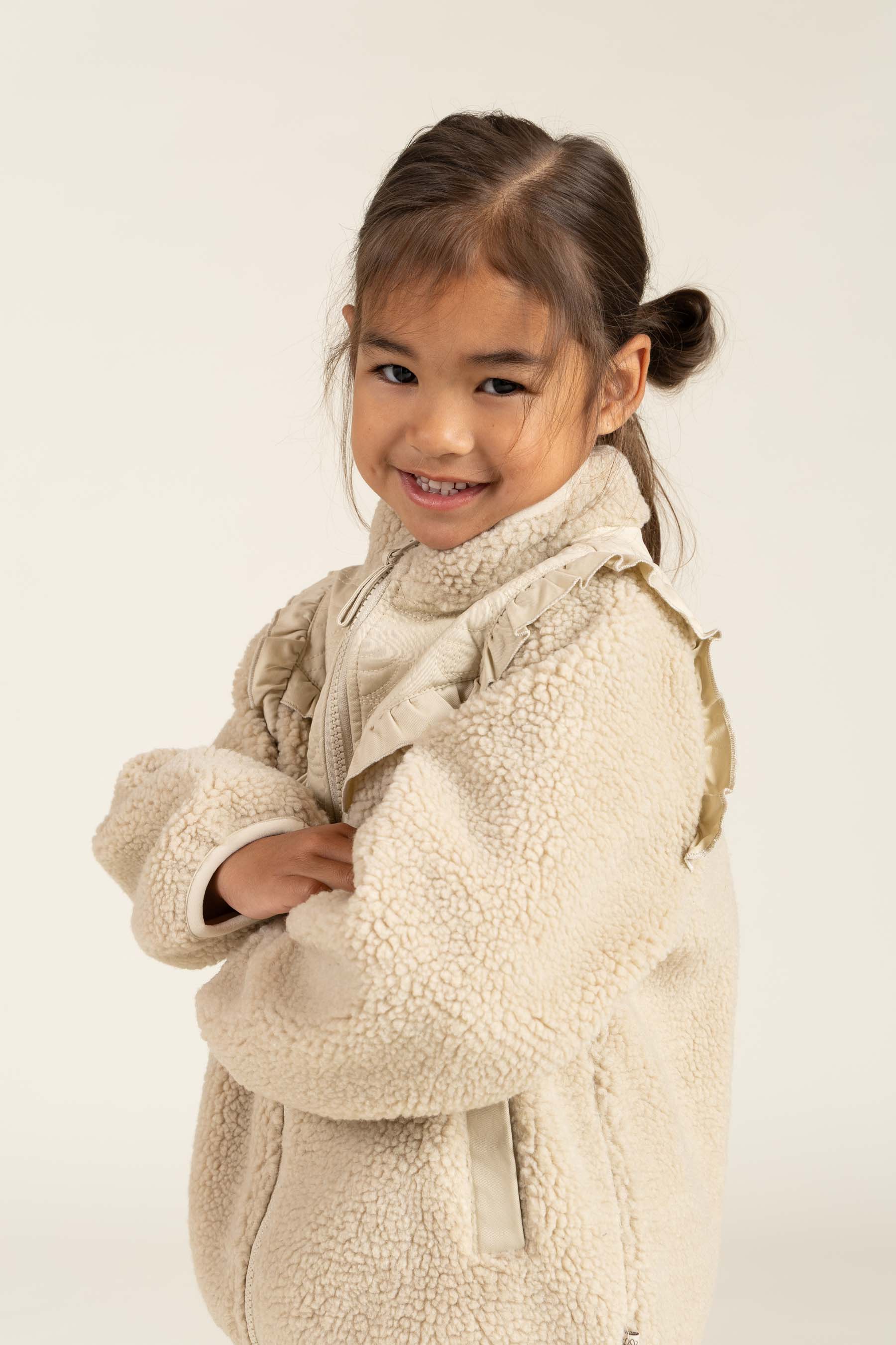 Pile Zip Jacket with Frills - Kids - Nature | 100638 Madison