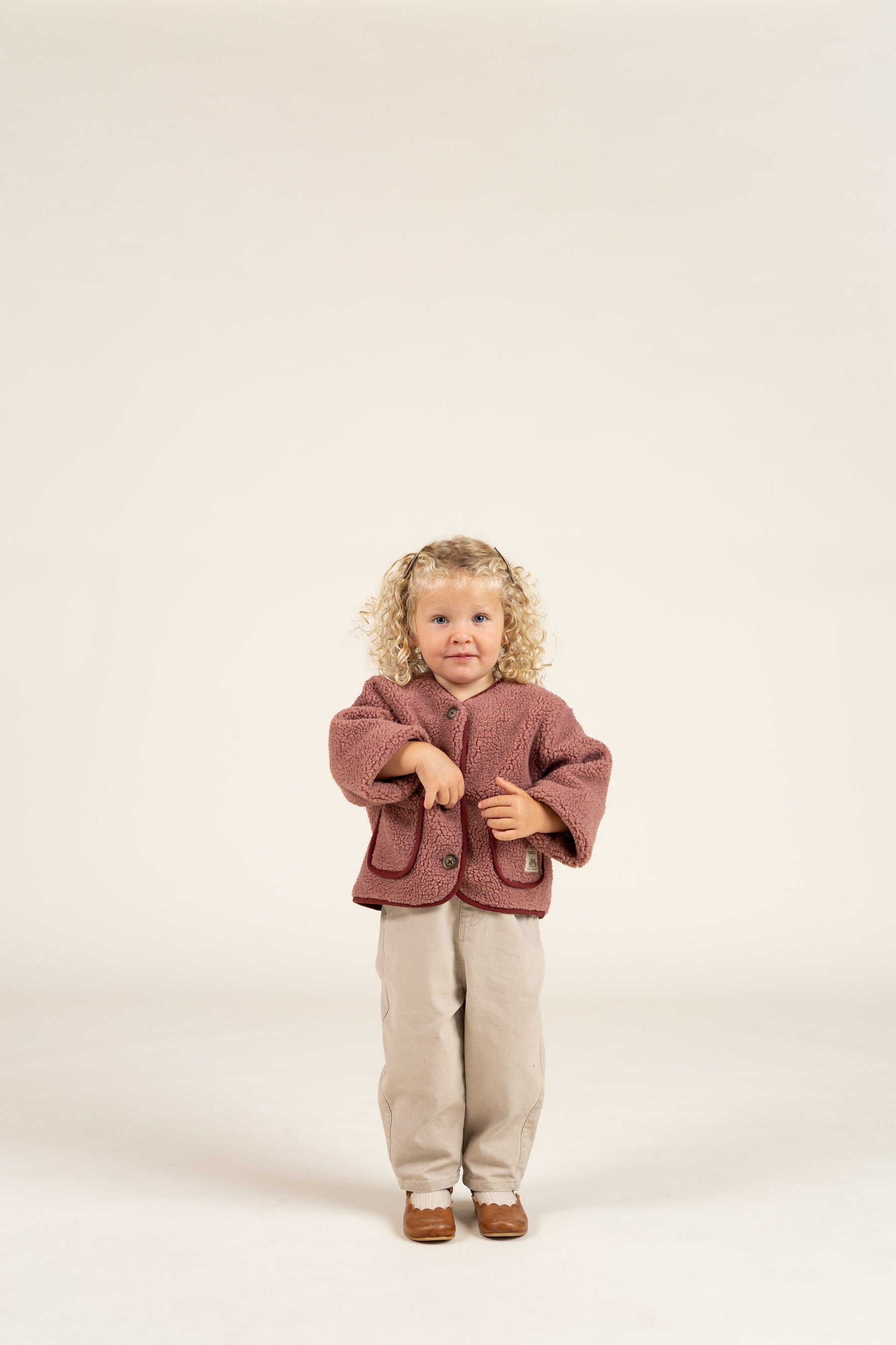 Pile Jacket with Buttons - Kids - Old Rose | 100628 Mayfield