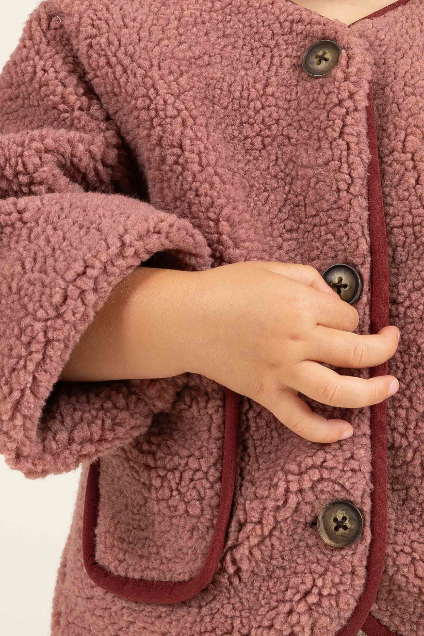 Pile Jacket with Buttons - Kids - Old Rose | 100628 Mayfield