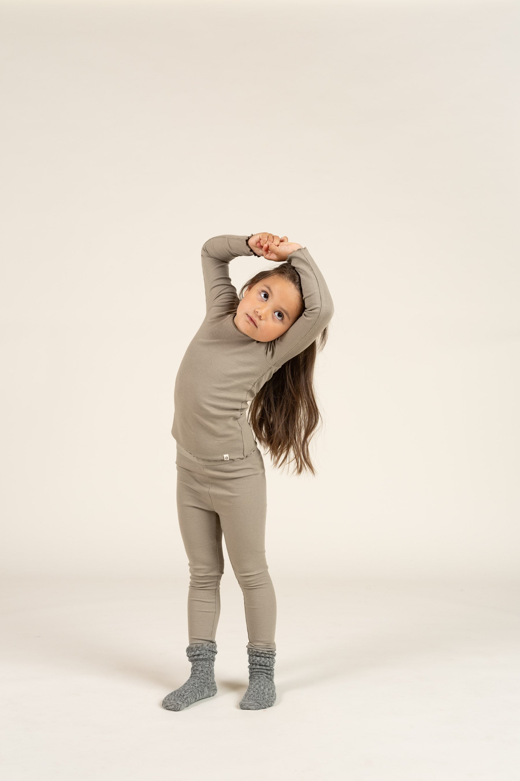 Modal Rib leggings - Kids - Dusty Green | 100590 Mia