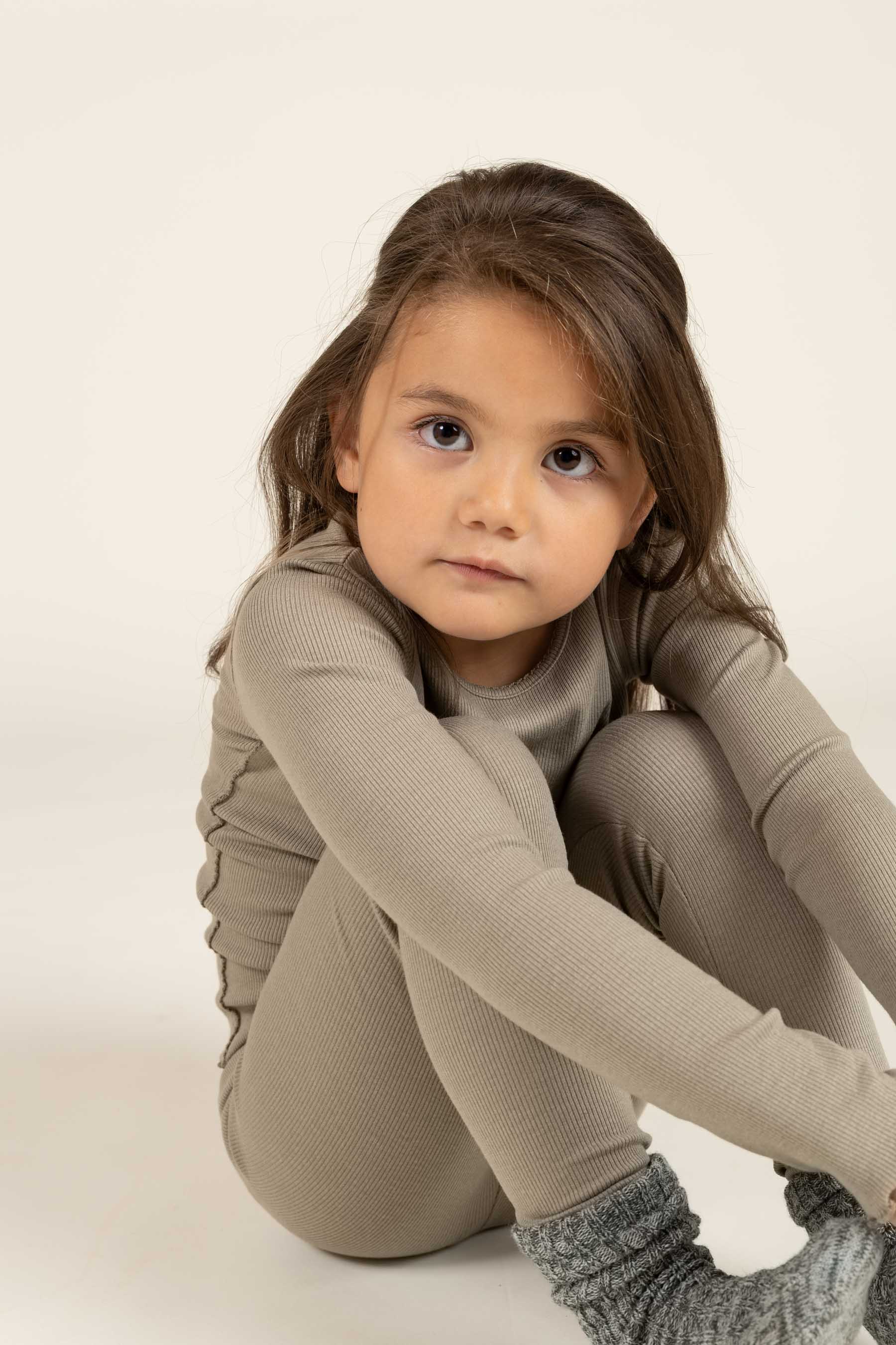 Modal Rib leggings - Kids - Dusty Green | 100590 Mia