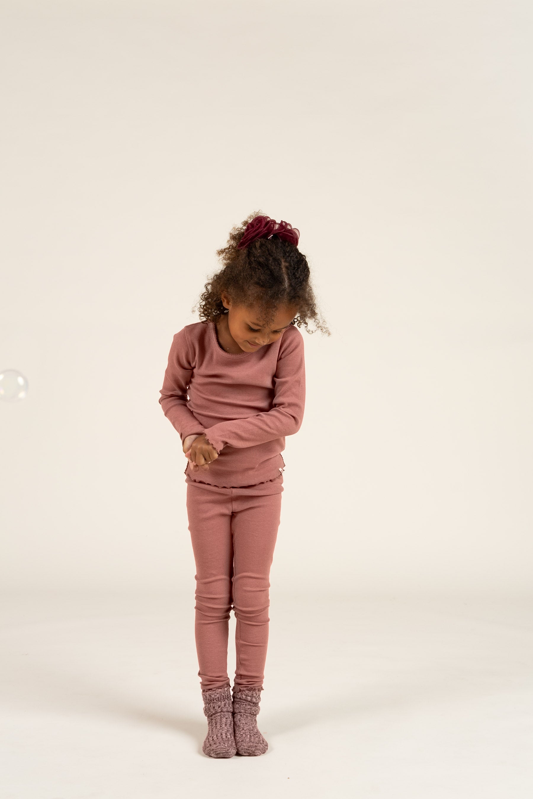 Modal Rib leggings - Kids - Old Rose | 100586 Mia