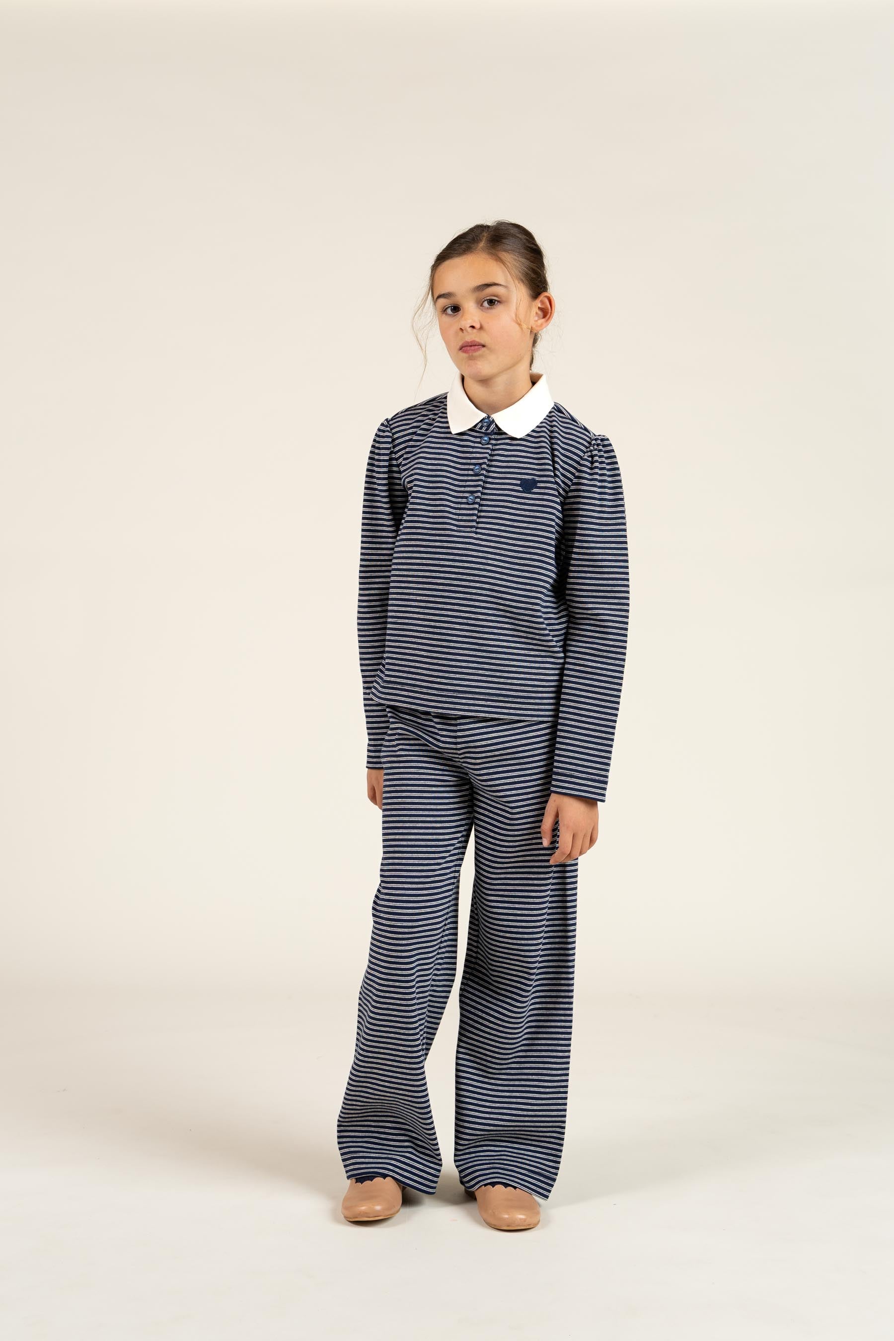Striped Poloshirt - Tween - Navy Stripe | 100647 Elise
