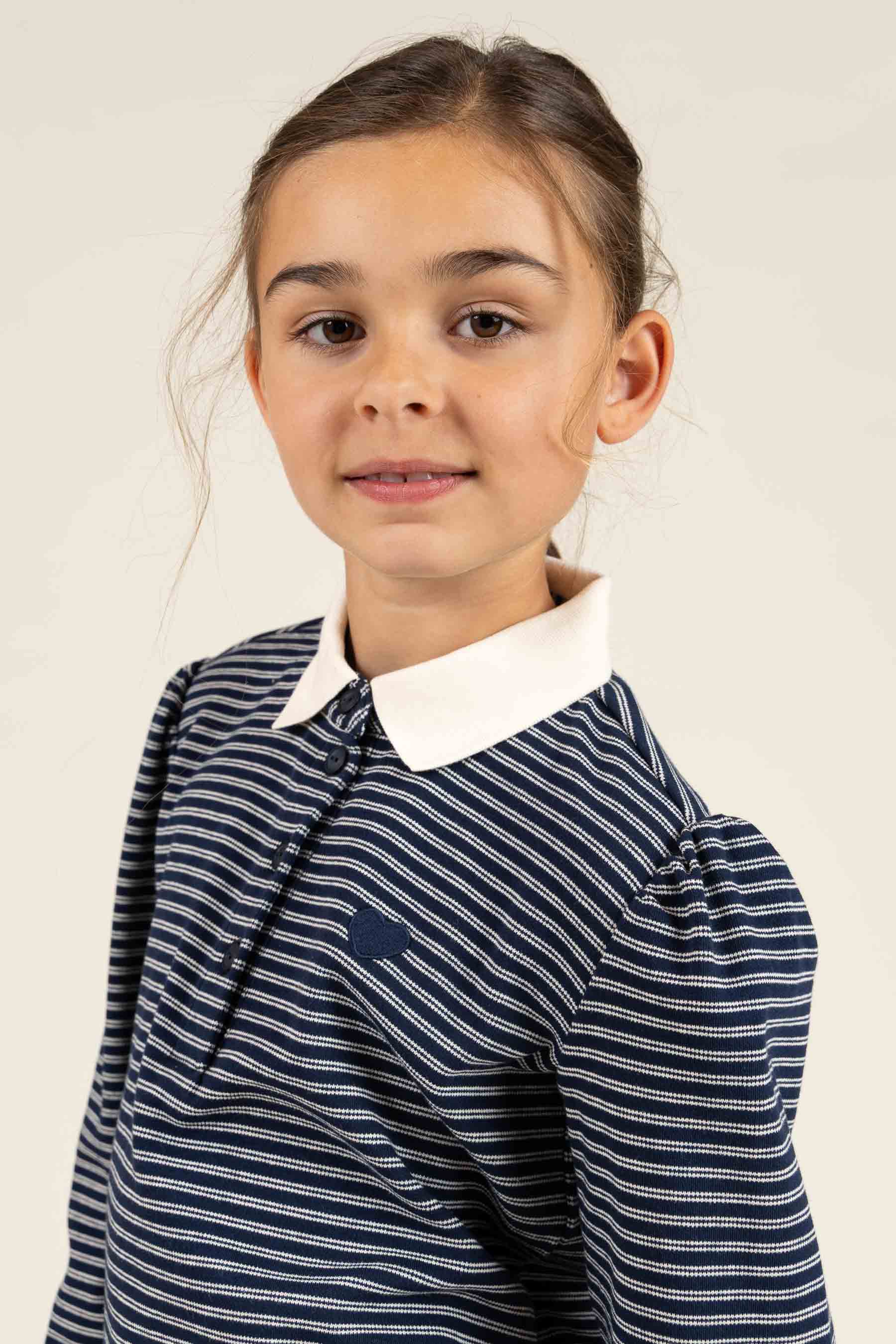 Striped Poloshirt - Tween - Navy Stripe | 100647 Elise