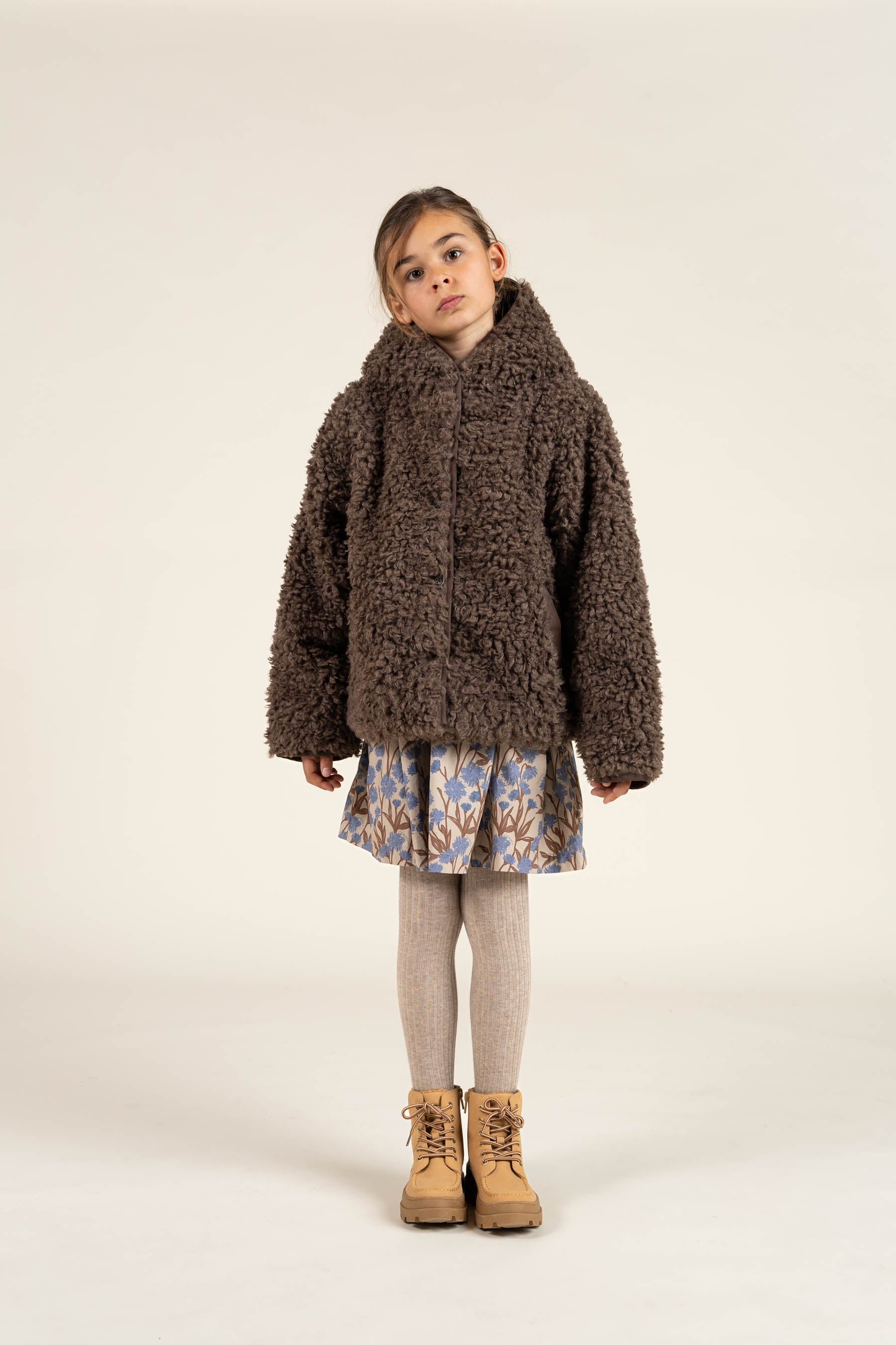 Faux Fur Hooded Jacket - Tween - Chocolate | 100549 Ellie