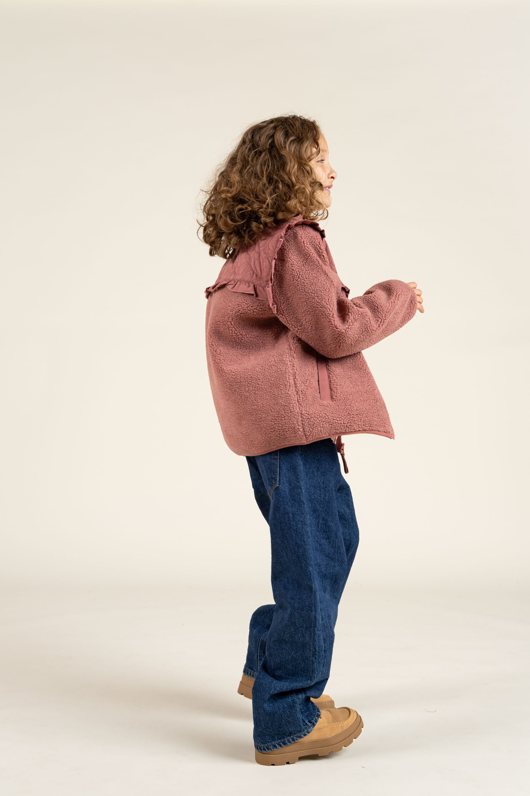 Pile Zip Jacket with Frills - Tween - Old Rose | 100637 Madison